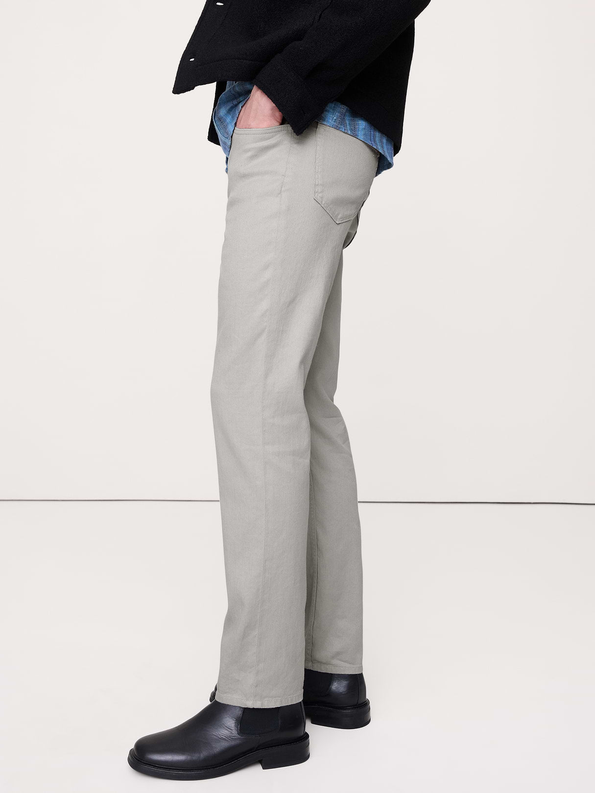 Slim Linen-Cotton Traveler Pant - Light Gray
