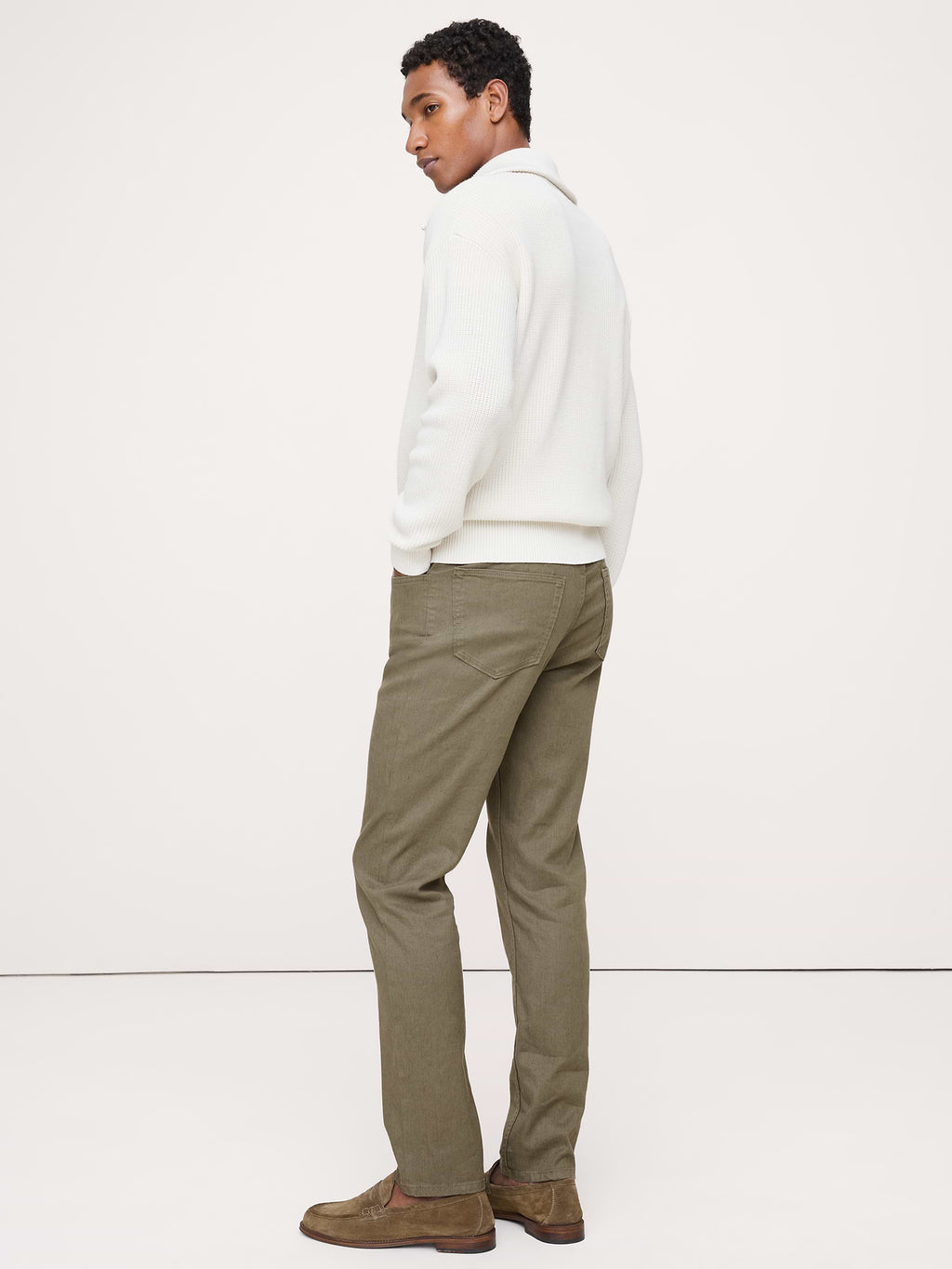 Slim Linen-Cotton Traveler Pant - Olive Green