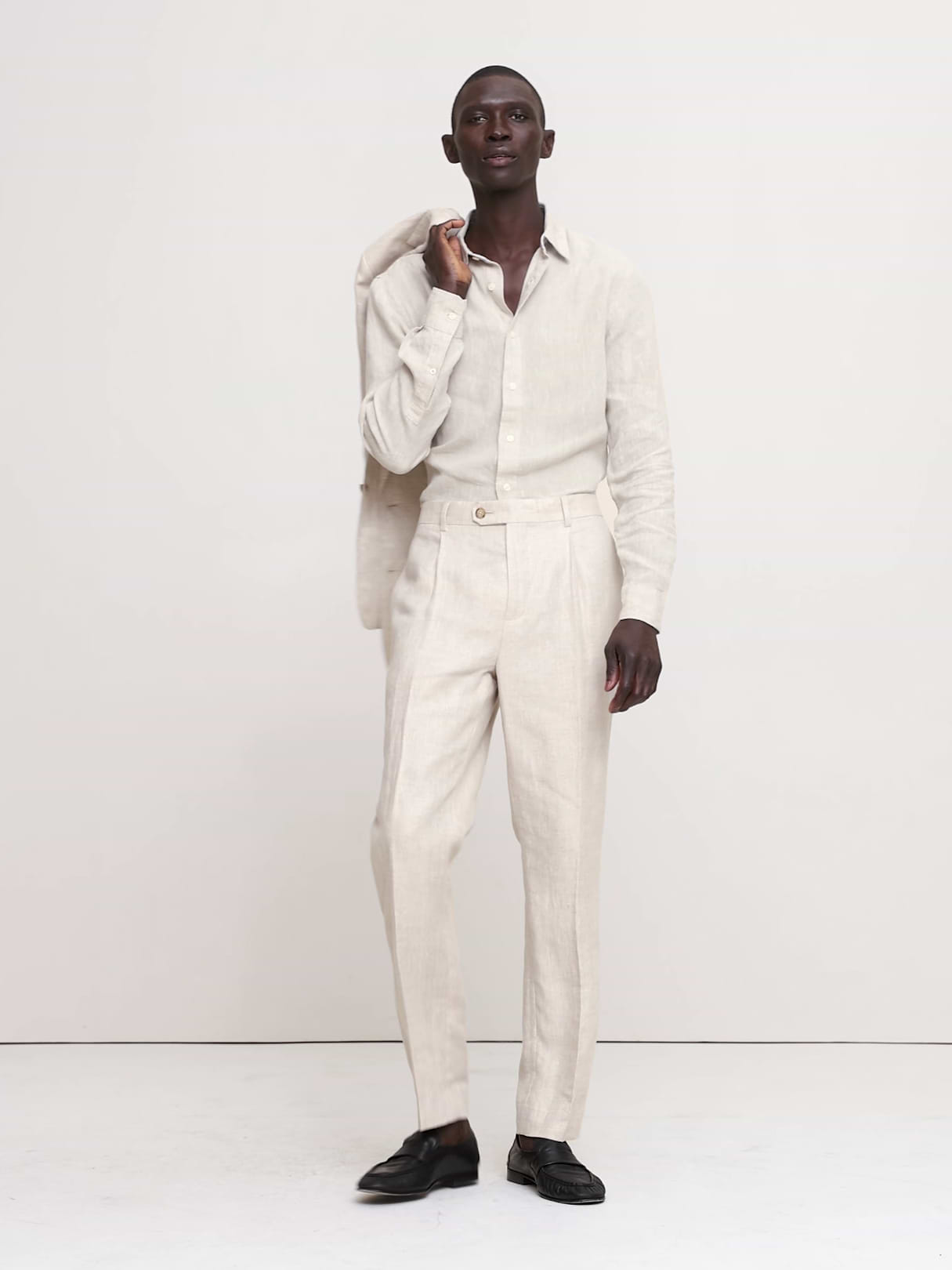 Tailored Slim-Fit Herringbone Linen Suit Pant - Natural