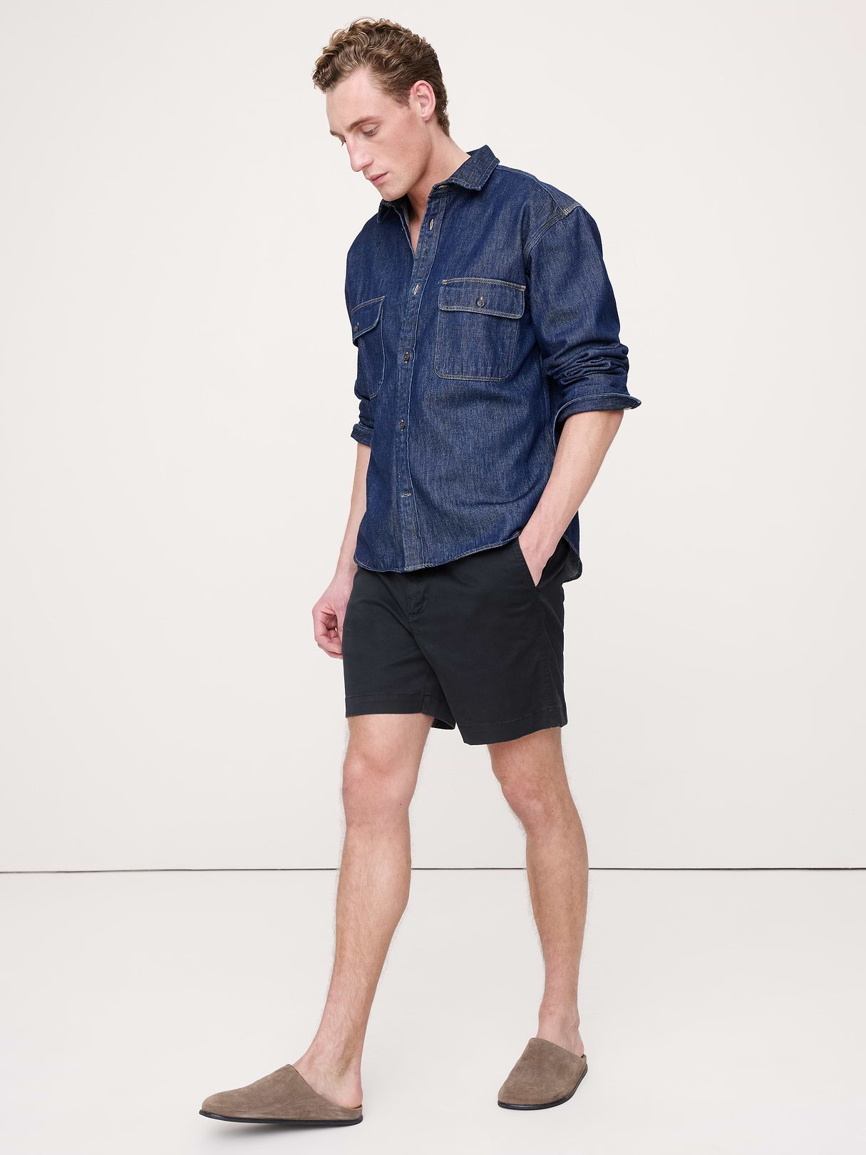 7" Lived-In Chino Short - Black