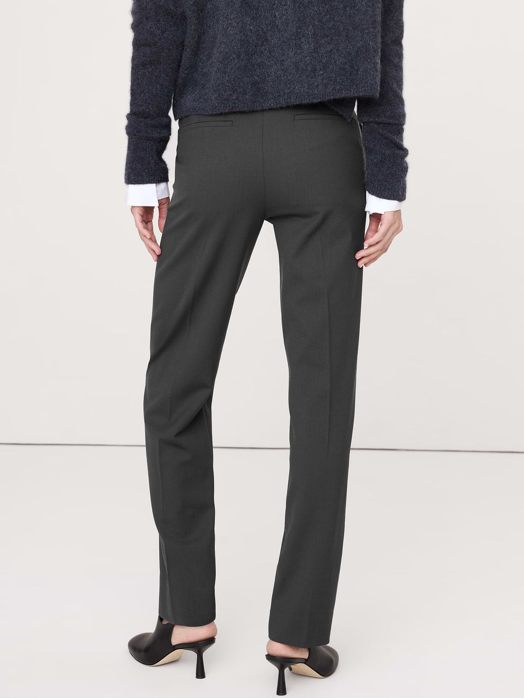 Ultra High-Rise Modern Slim Italian Lightweight Wool Ankle Pant - Charcoal Gray