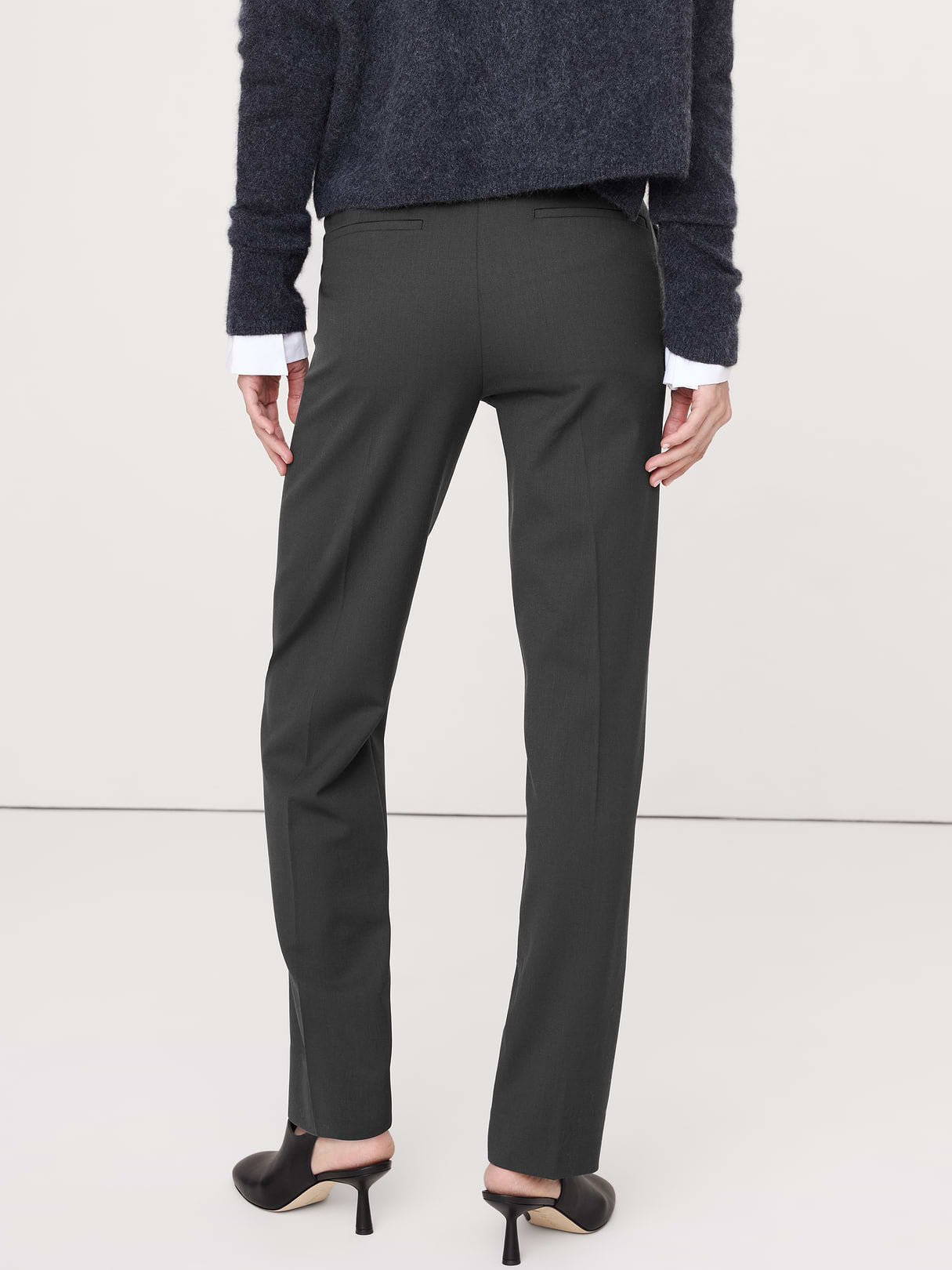 Ultra High-Rise Modern Slim Italian Lightweight Wool Ankle Pant - Charcoal Gray
