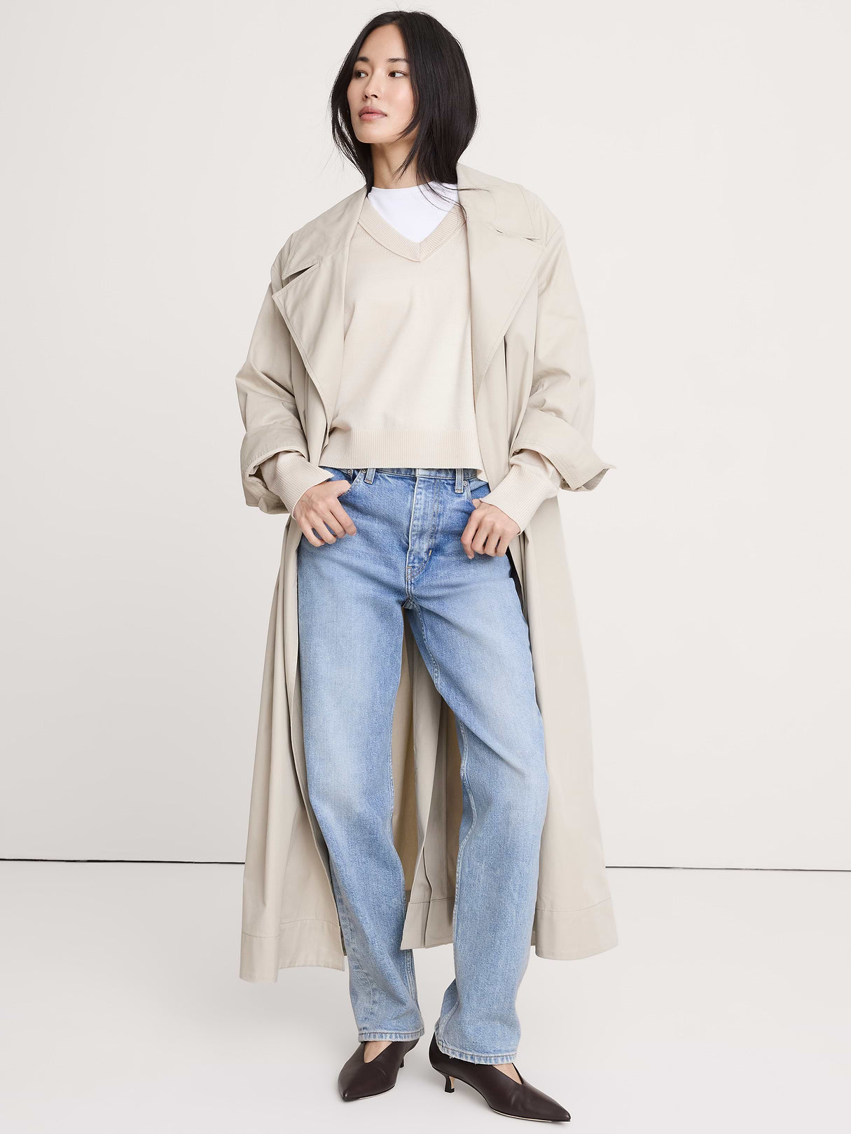 Merino V-Neck Sweater - Almond Milk Beige