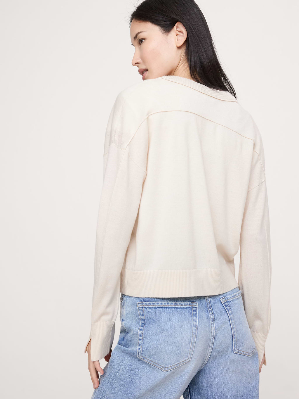 Merino V-Neck Sweater - Almond Milk Beige