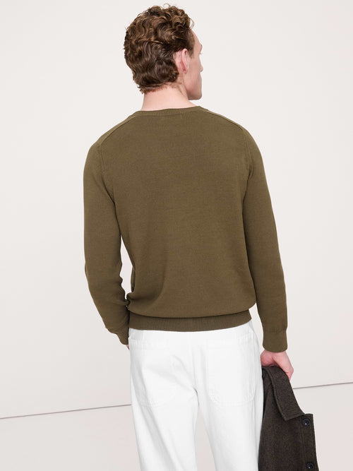 Cotton Crew-Neck Sweater - Heritage Olive Green