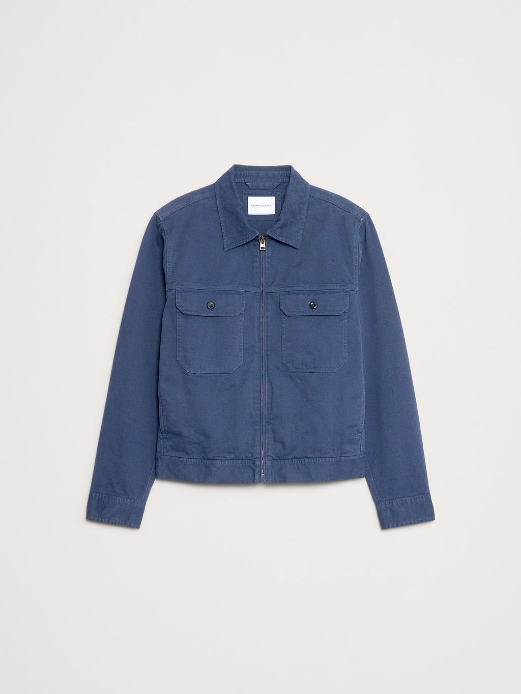 Cotton Twill Mechanic's Jacket with Corduroy Collar - Medium Blue