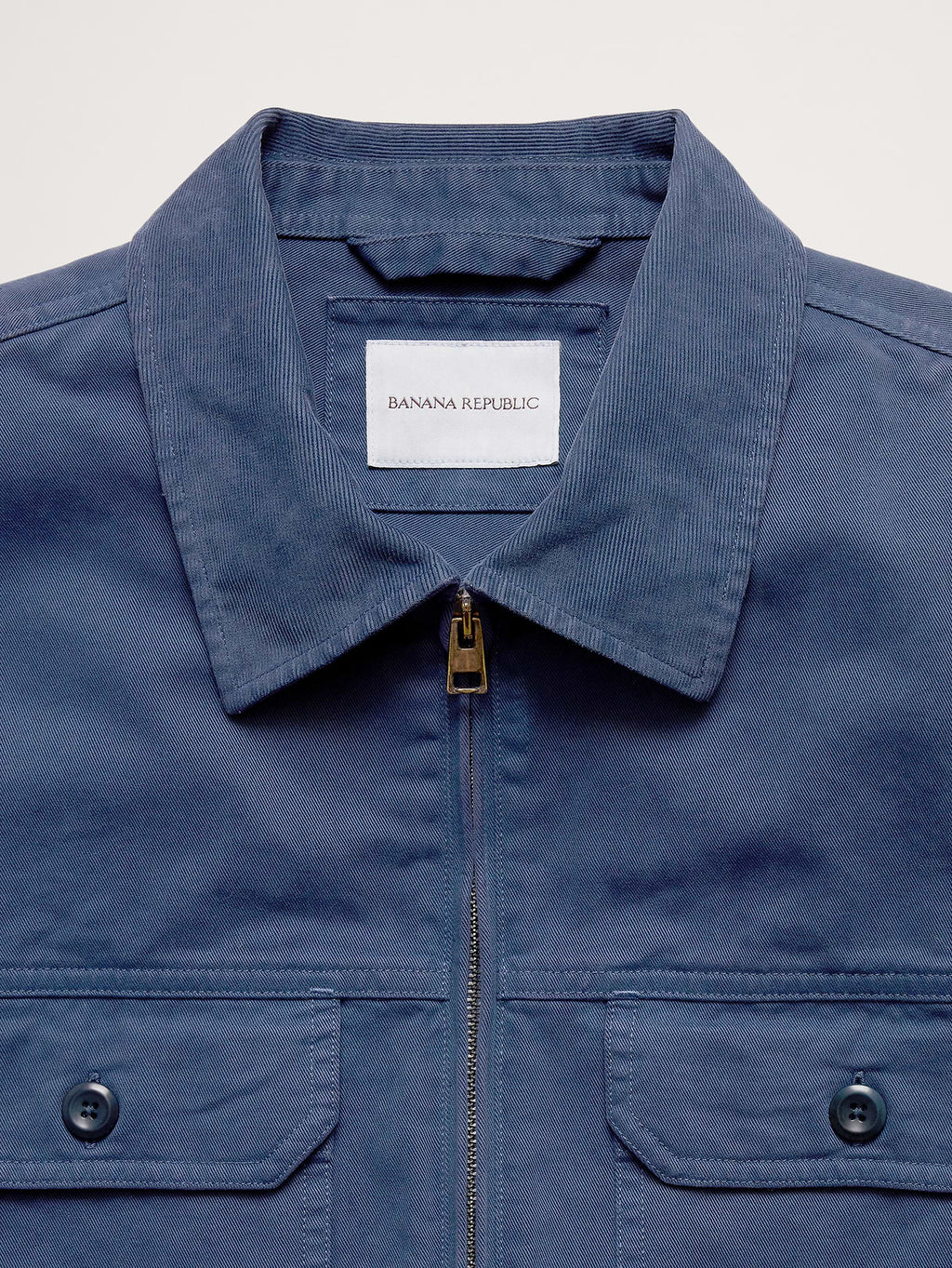 Cotton Twill Mechanic's Jacket with Corduroy Collar - Medium Blue