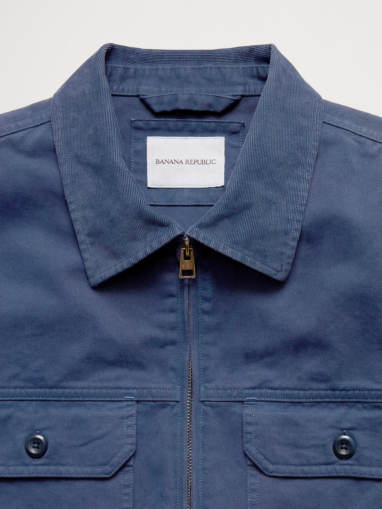 Cotton Twill Mechanic's Jacket with Corduroy Collar - Medium Blue