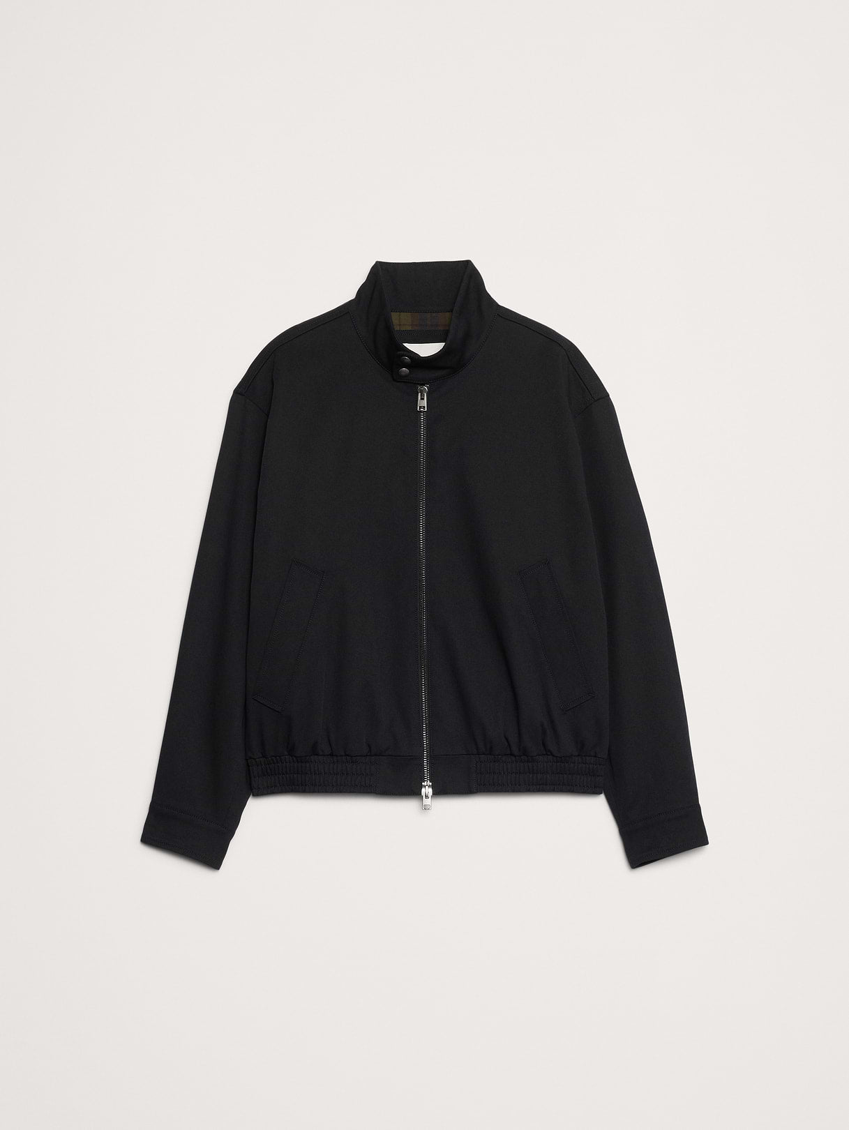 Cotton Twill Harrington Jacket - Black