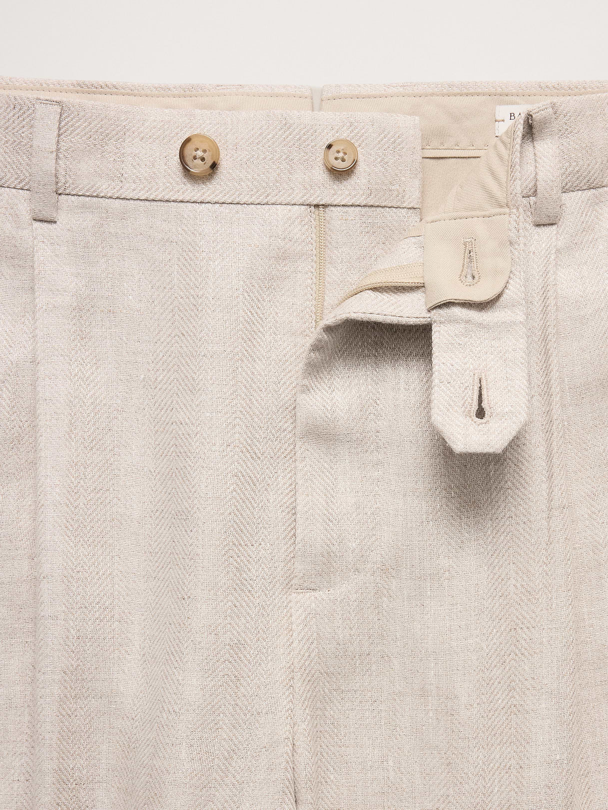 Tailored Slim-Fit Herringbone Linen Suit Pant - Natural