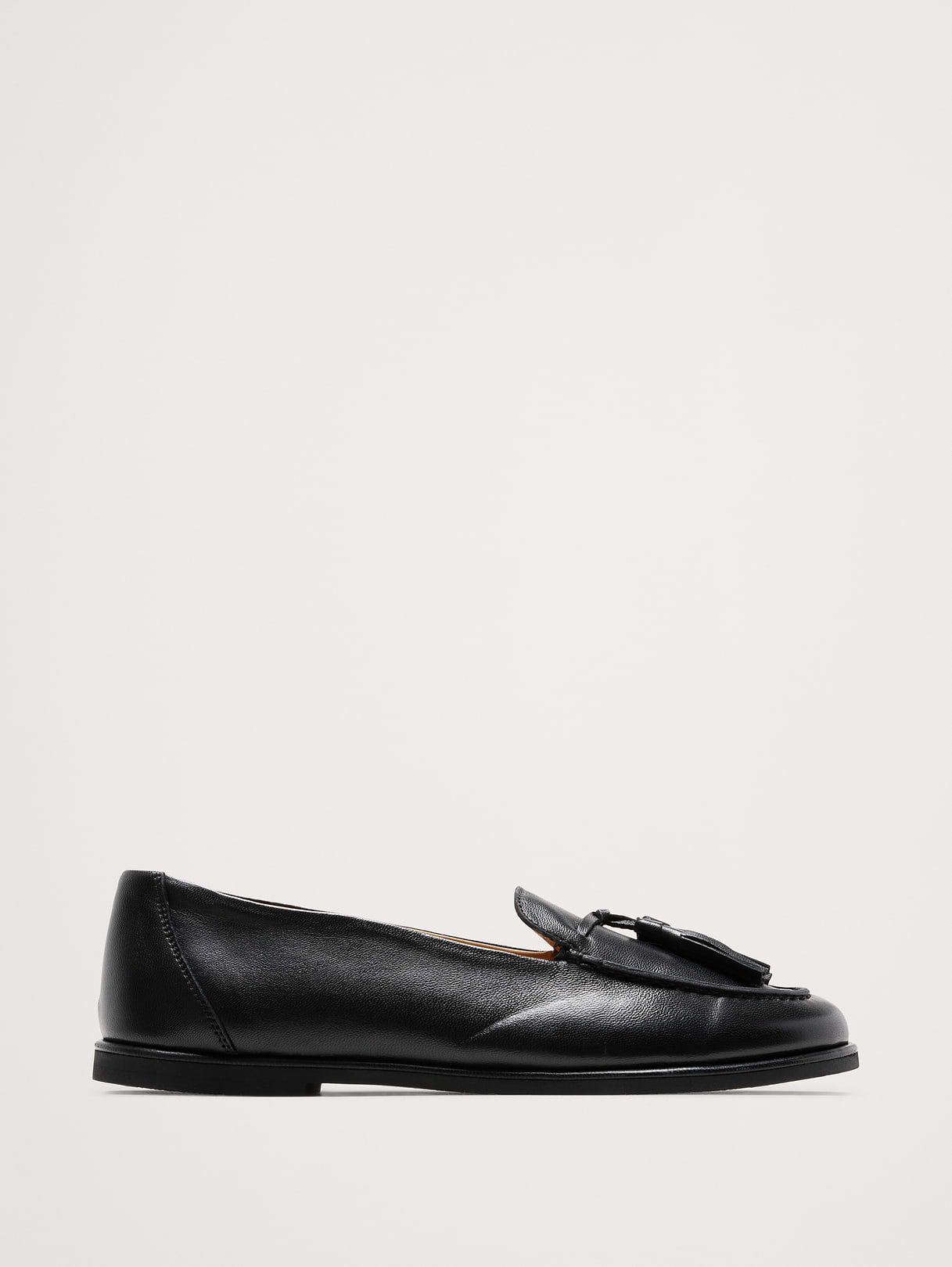 Italian Leather Tassel Loafer - Black