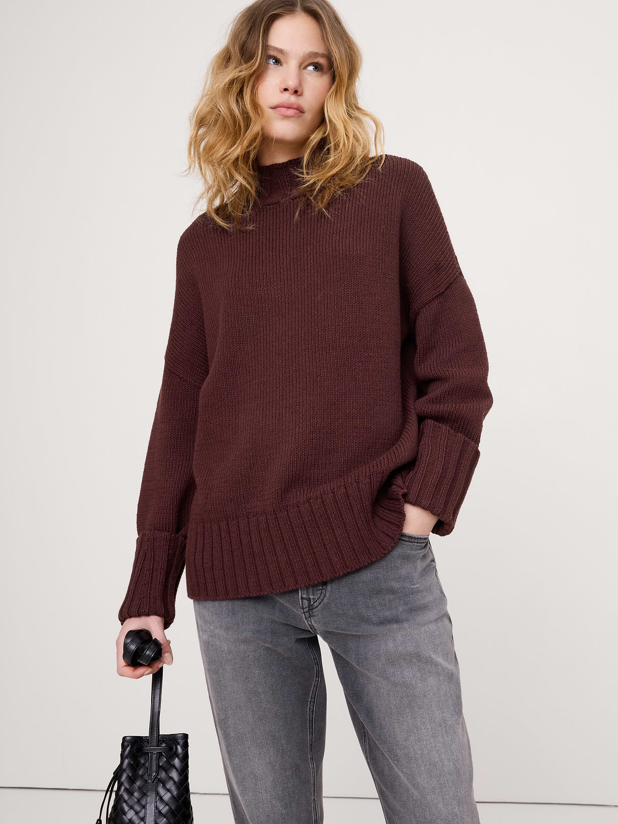 Chunky Cotton Tunic Sweater - Decadent Chocolate Brown