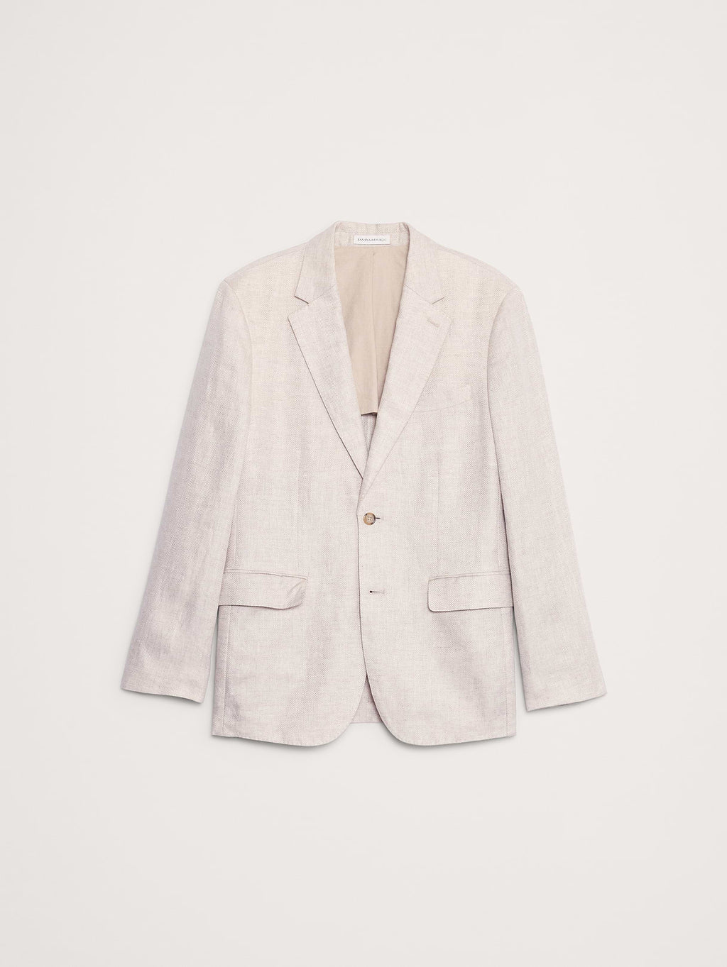 Tailored Slim-Fit Herringbone Linen Suit Jacket - Natural