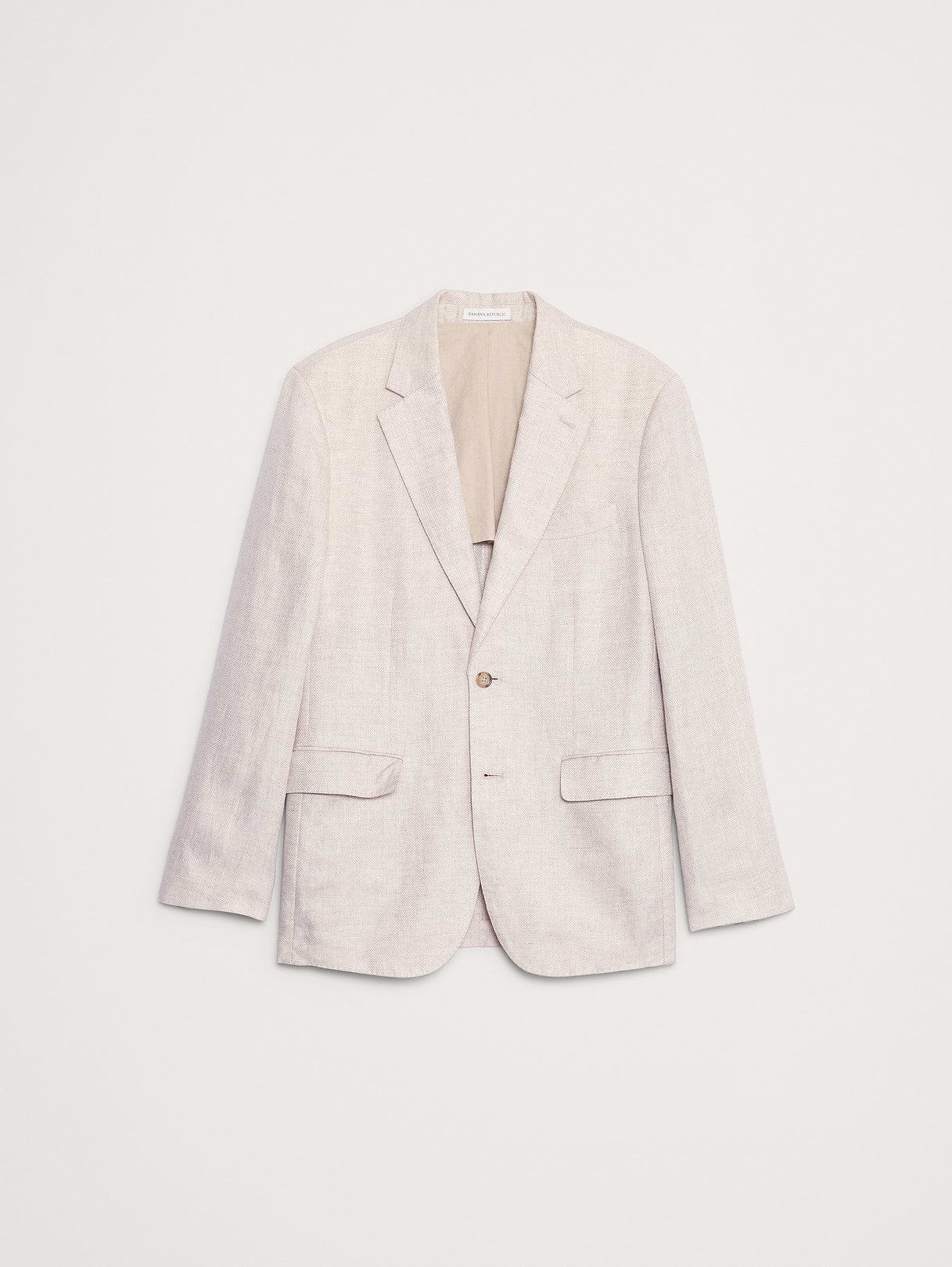 Tailored Slim-Fit Herringbone Linen Suit Jacket - Natural