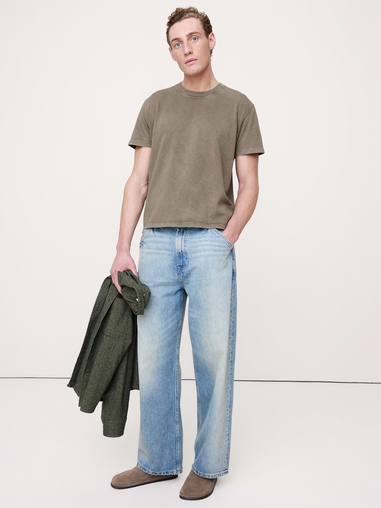 Midweight Cotton Slub Crew-Neck T-Shirt - Olive Green
