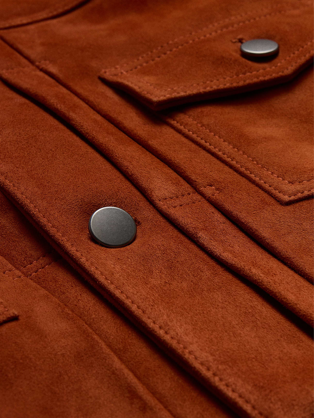 Suede Trucker Jacket - Rust Brown