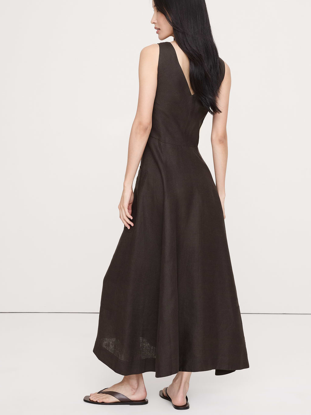 Linen Pocket Maxi Dress - Brownstone