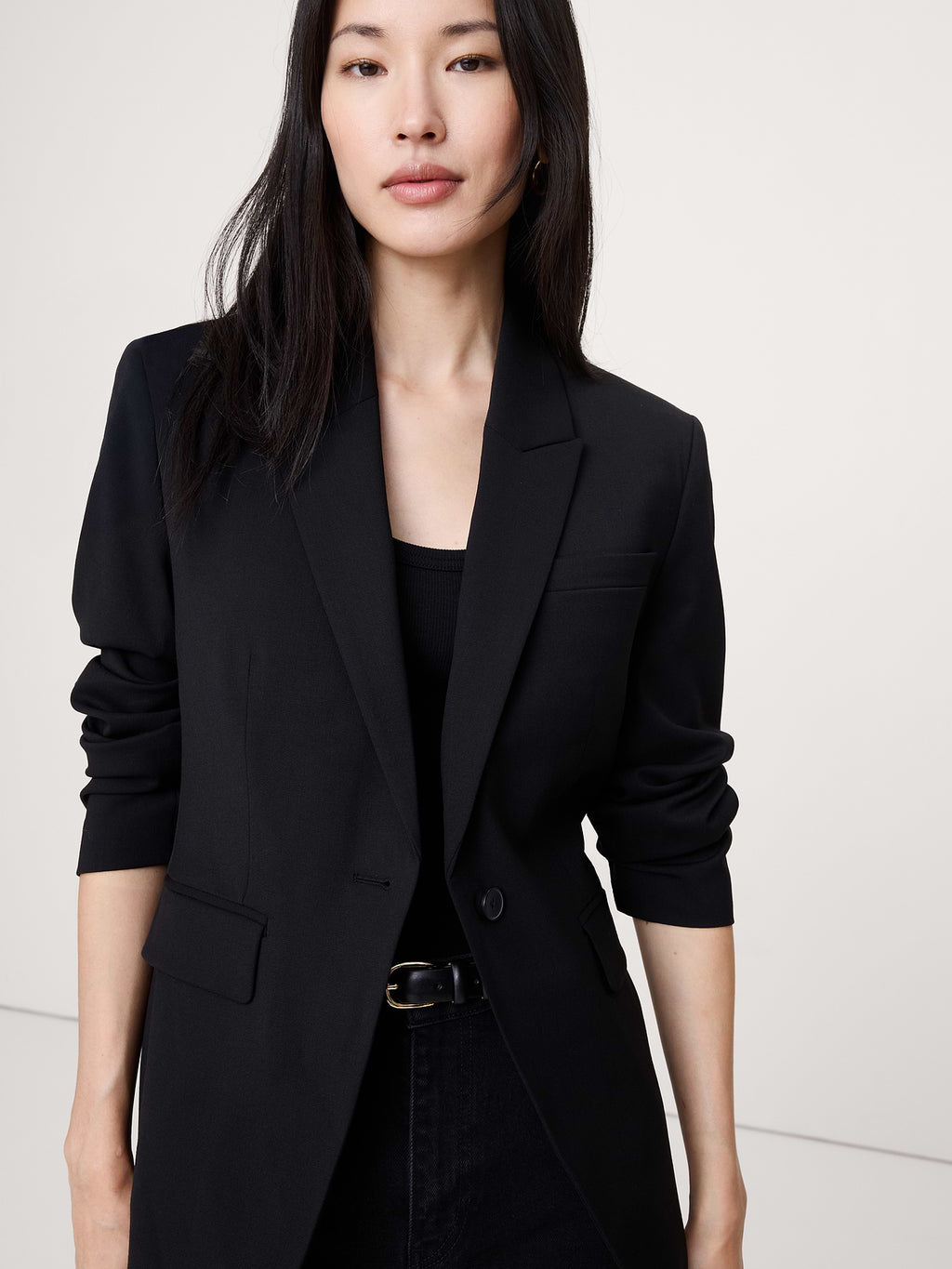 Slim Italian Lightweight Wool Blazer - Black