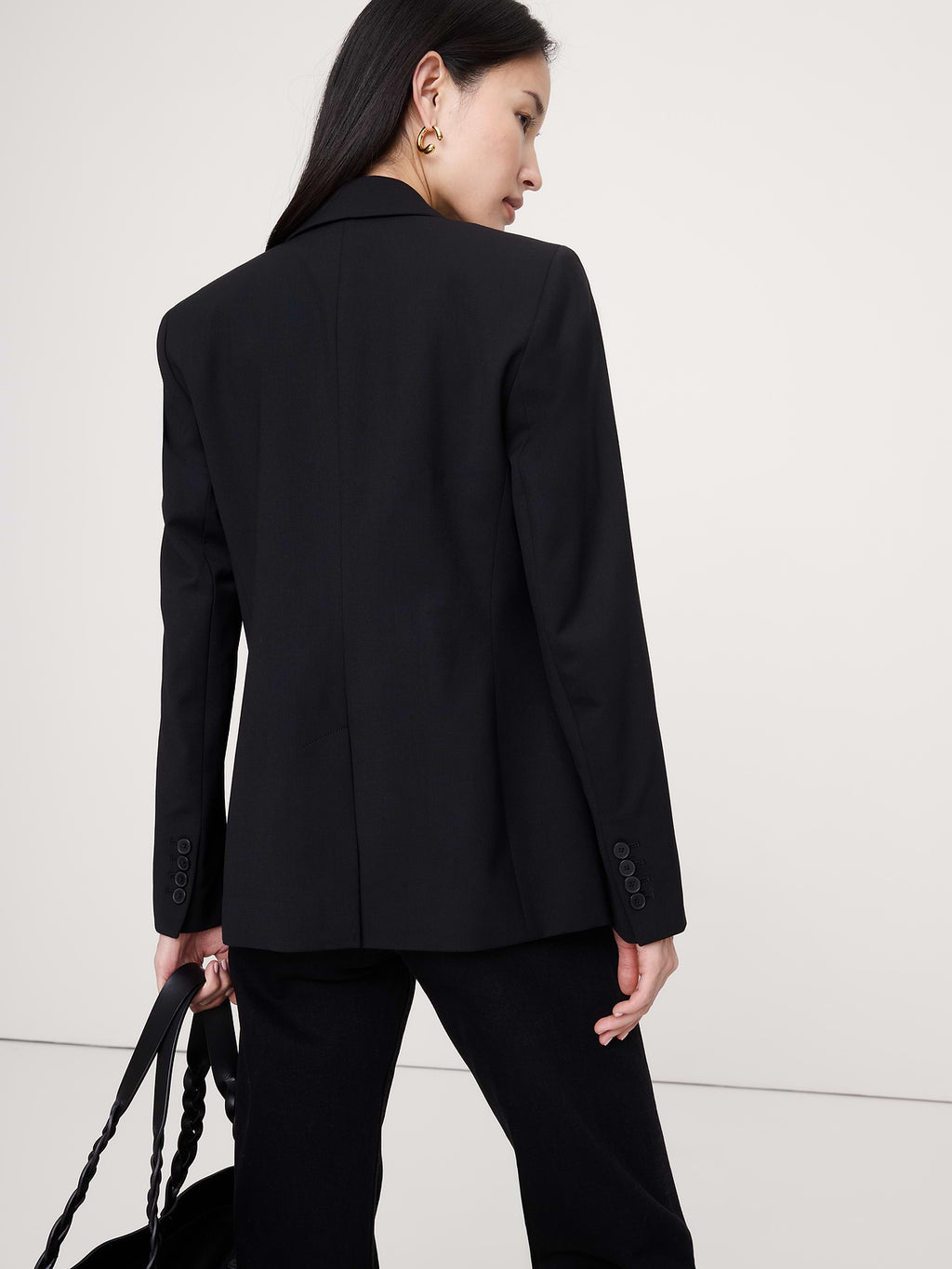 Slim Italian Lightweight Wool Blazer - Black