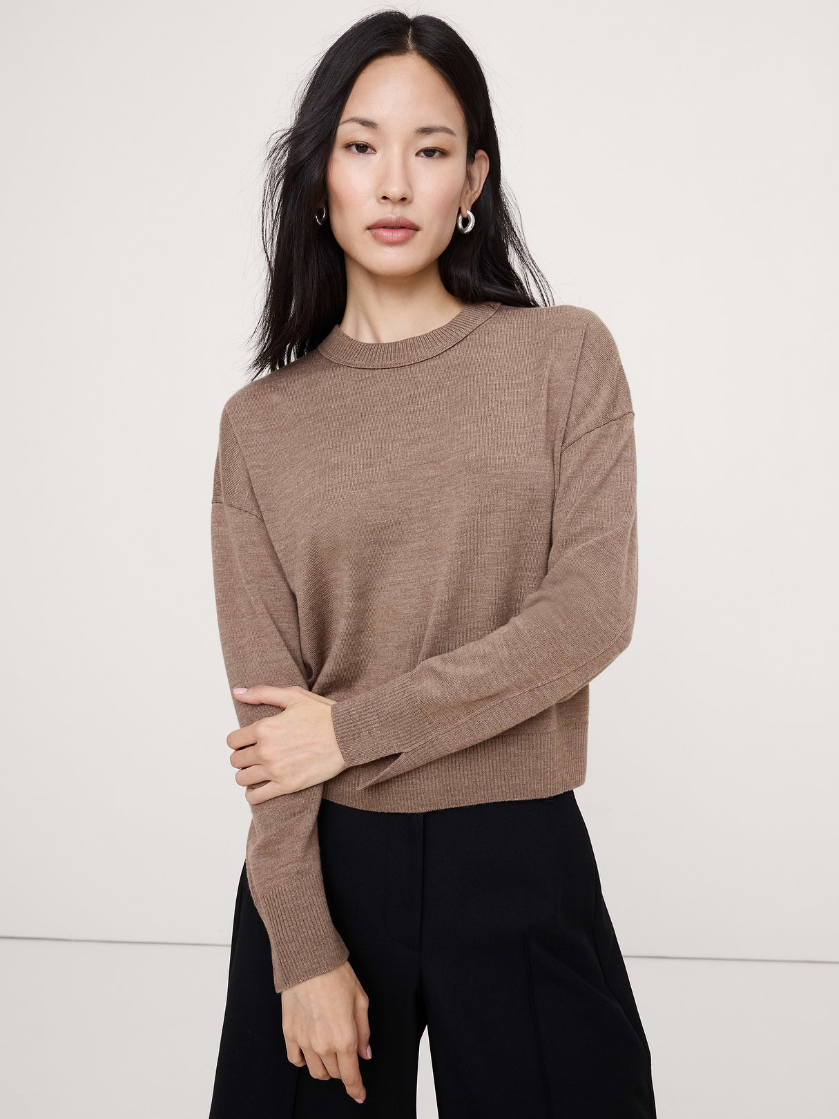Merino Crew-Neck Sweater - Shitake Taupe