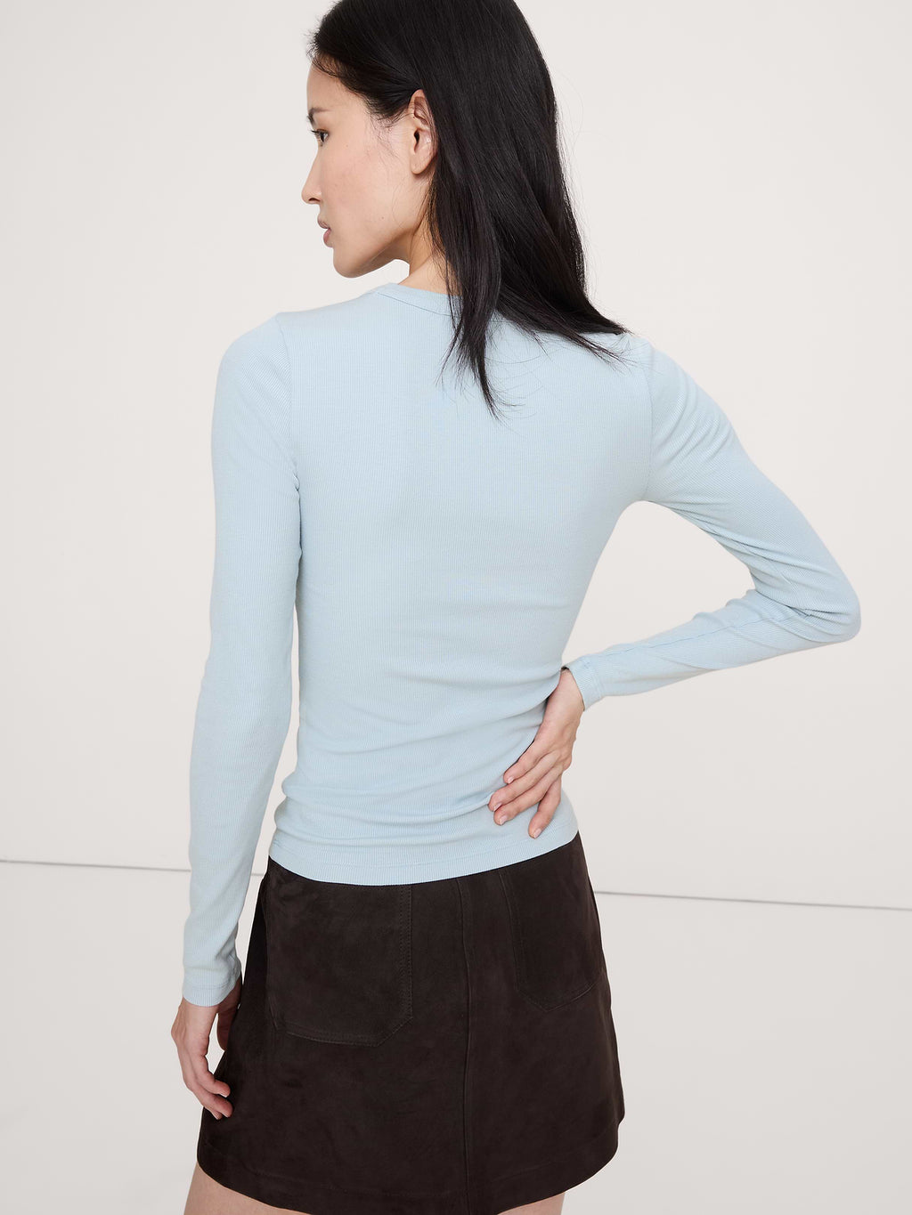 Ribbed Crew-Neck T-Shirt - Fresh Air Blue