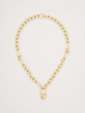 Rhinestone Safety Pin Chain Necklace - Gold