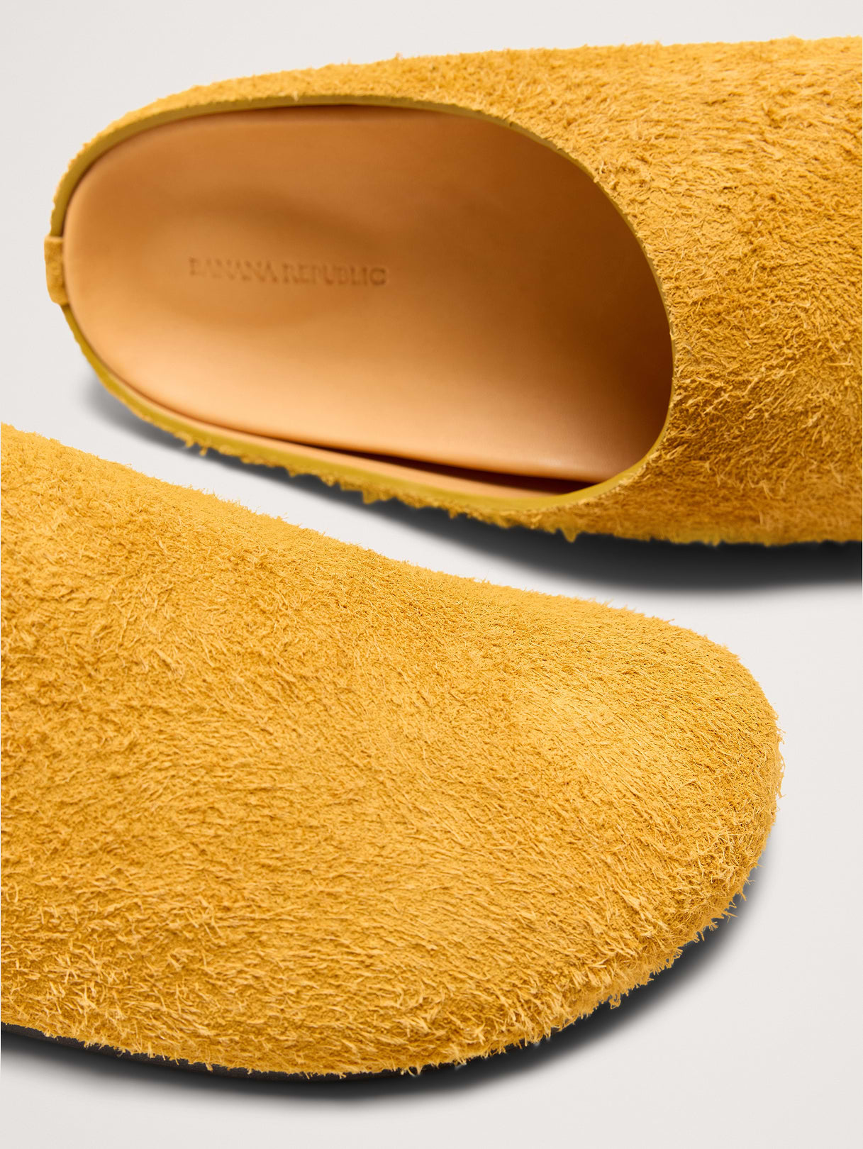 Leather Clog - Yellow Ochre Suede