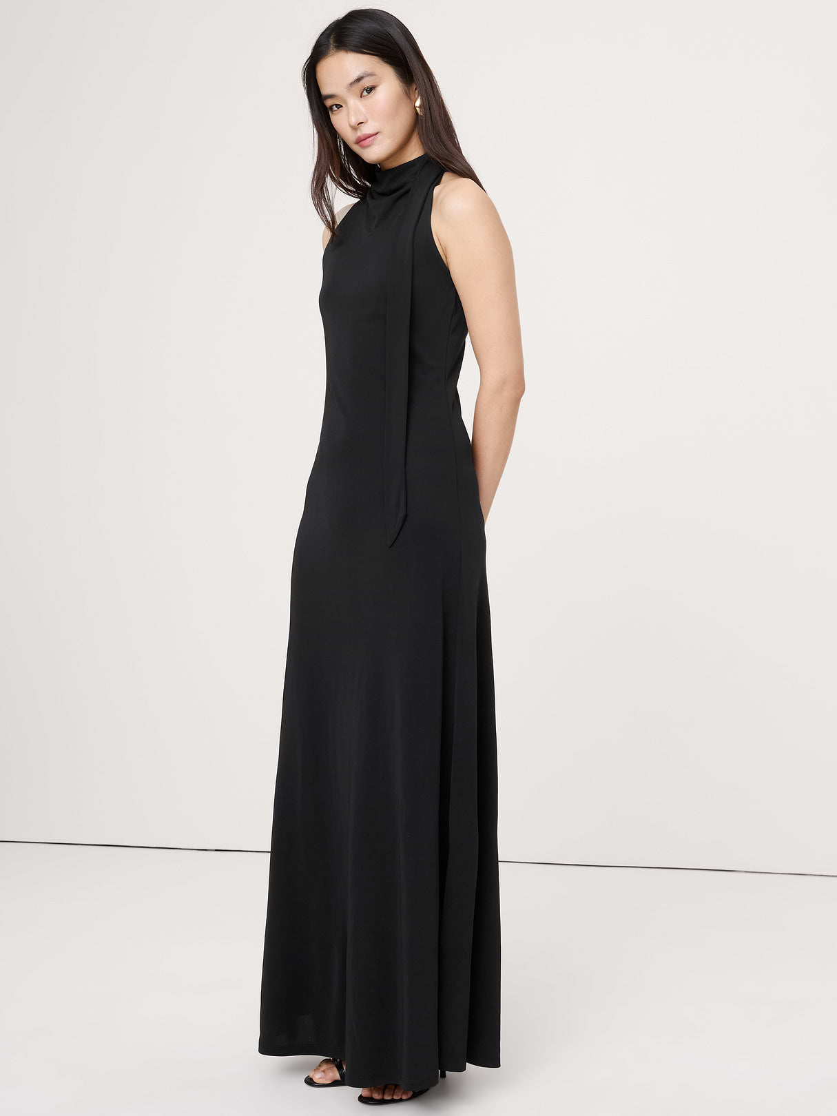 Matte Jersey Cowl-Neck Maxi Dress - Black