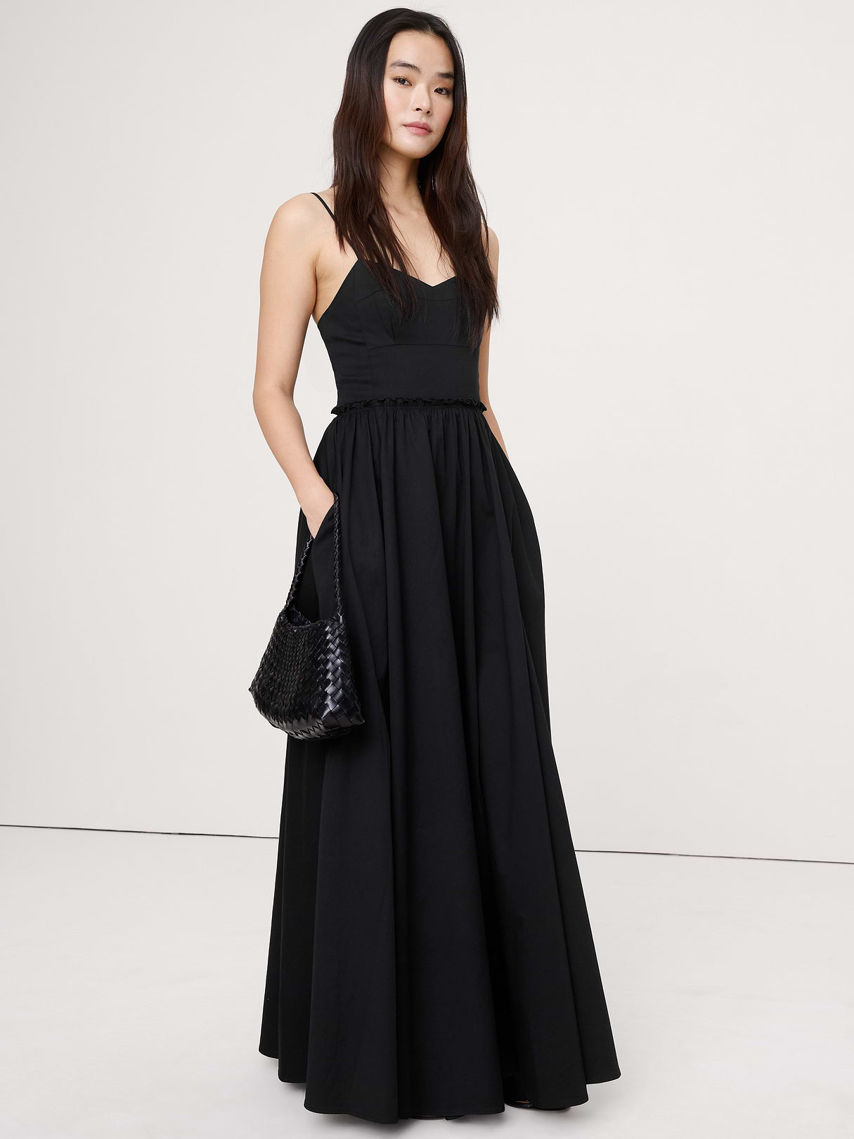 Soft Cotton Corset Maxi Dress - Black