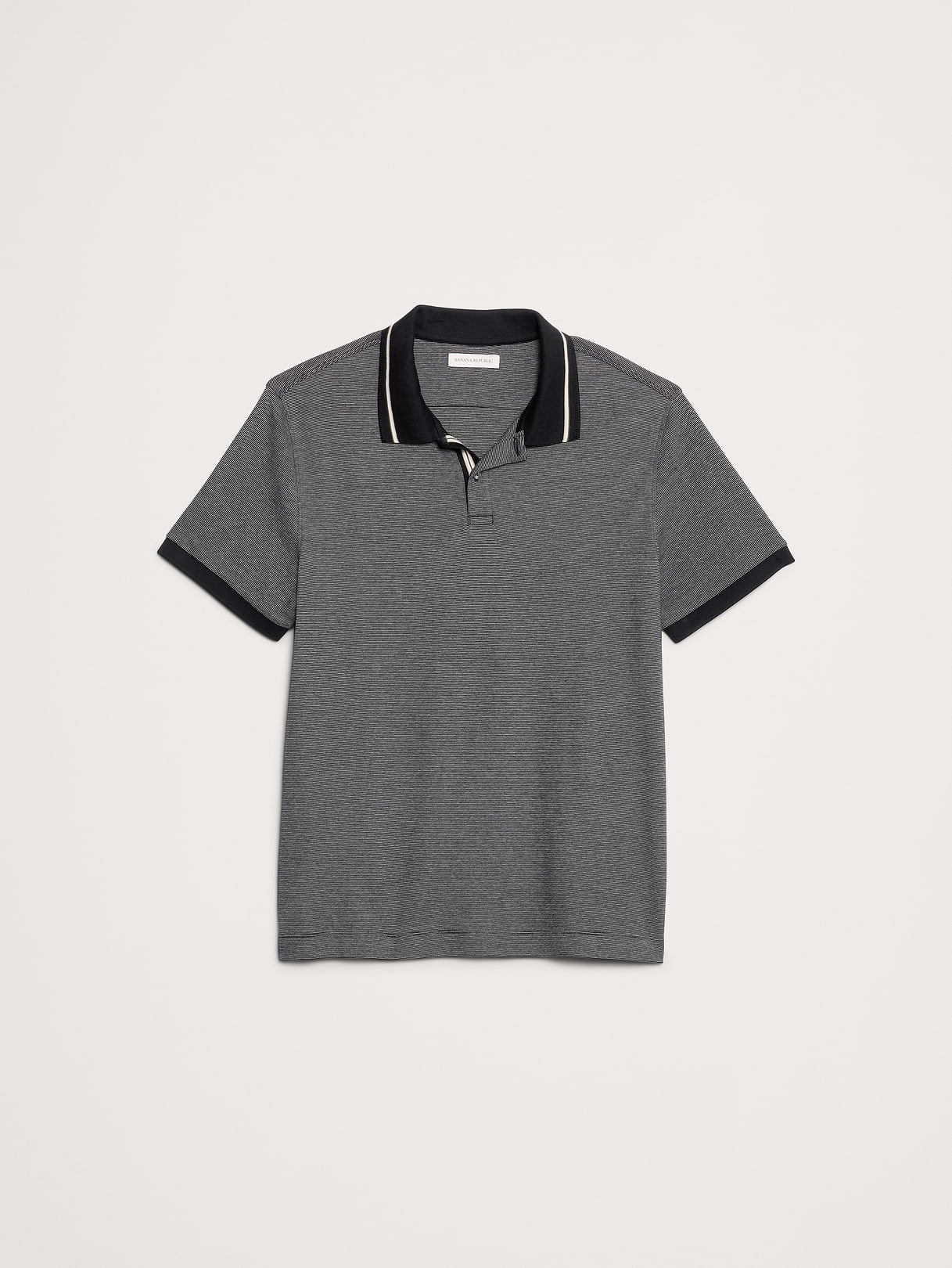 Luxury-Touch Polo - Black & White Stripe