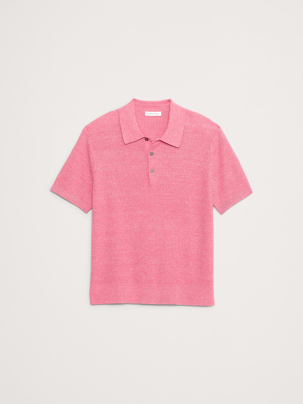 Linen-Cotton Sweater Polo - Pink Spring Tulip