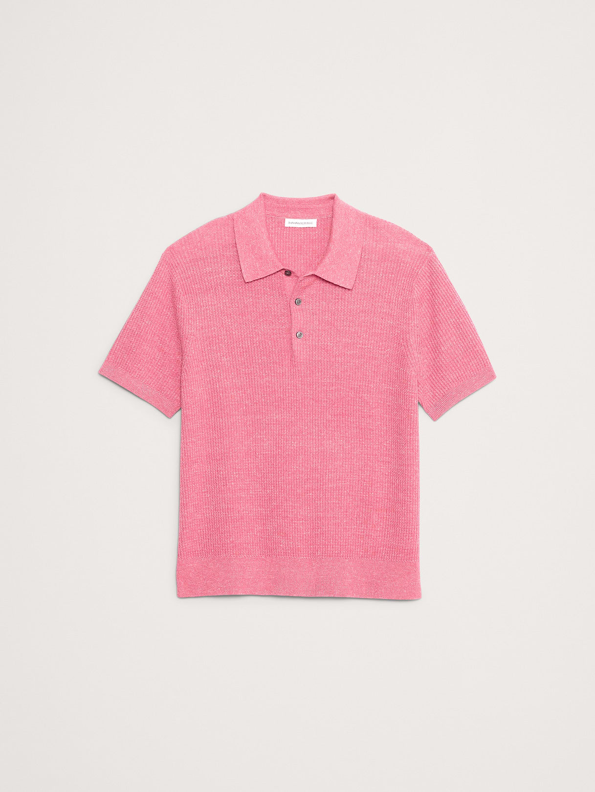 Linen-Cotton Sweater Polo - Pink Spring Tulip