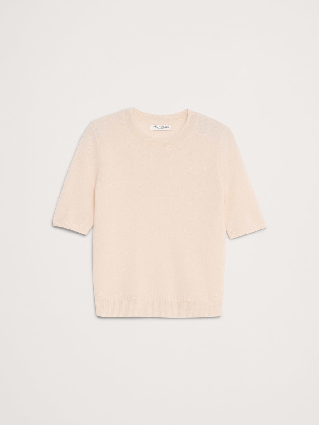 Lightweight Cashmere Short-Sleeve Sweater - Warm Ivory