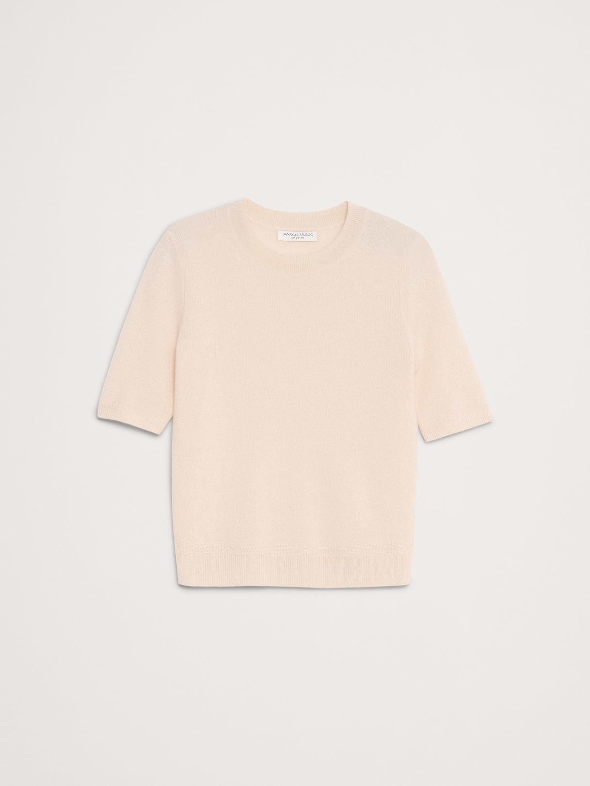 Lightweight Cashmere Short-Sleeve Sweater - Warm Ivory