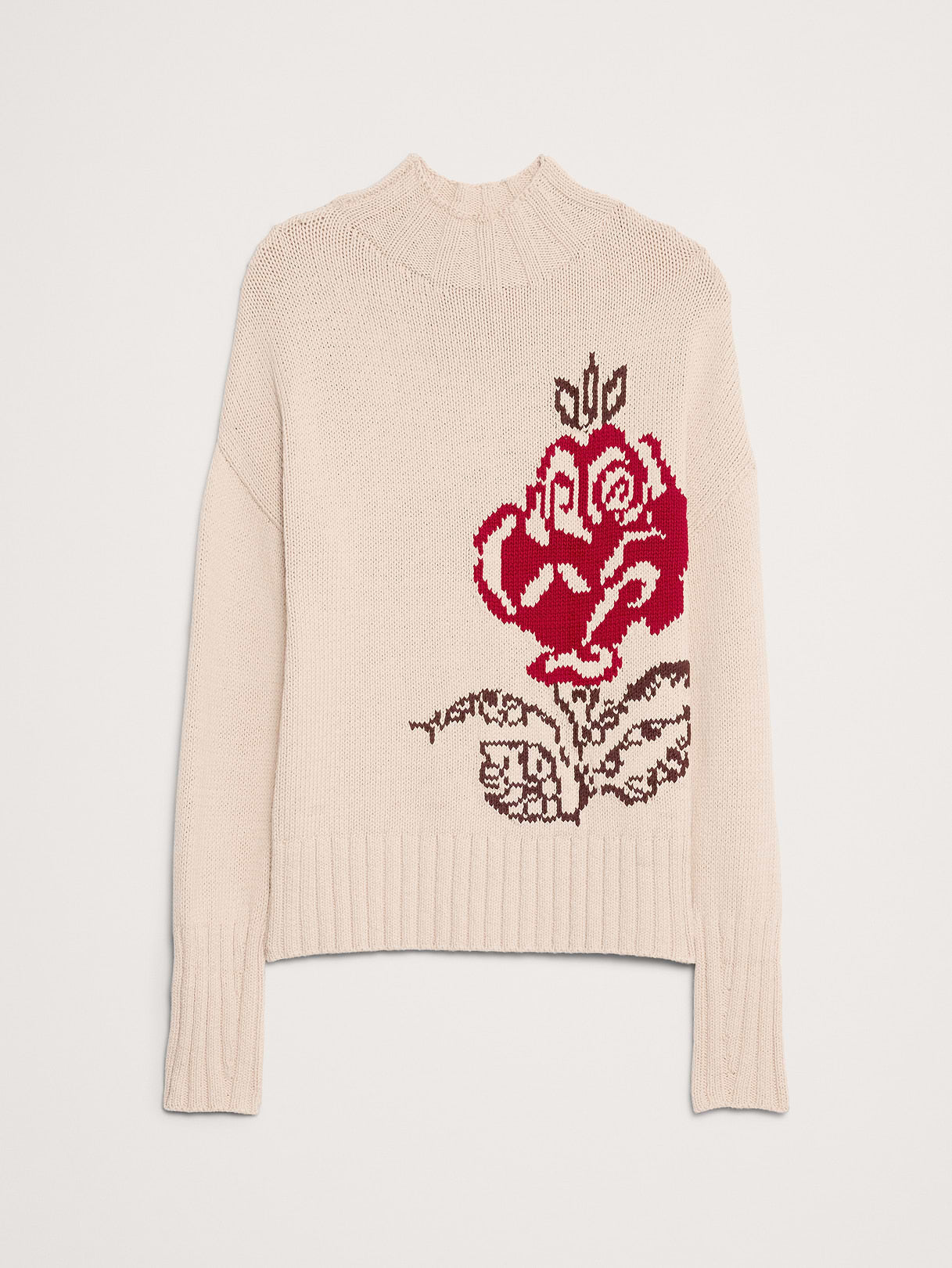 Chunky Cotton Tunic Sweater - Prosecco Beige Intarsia