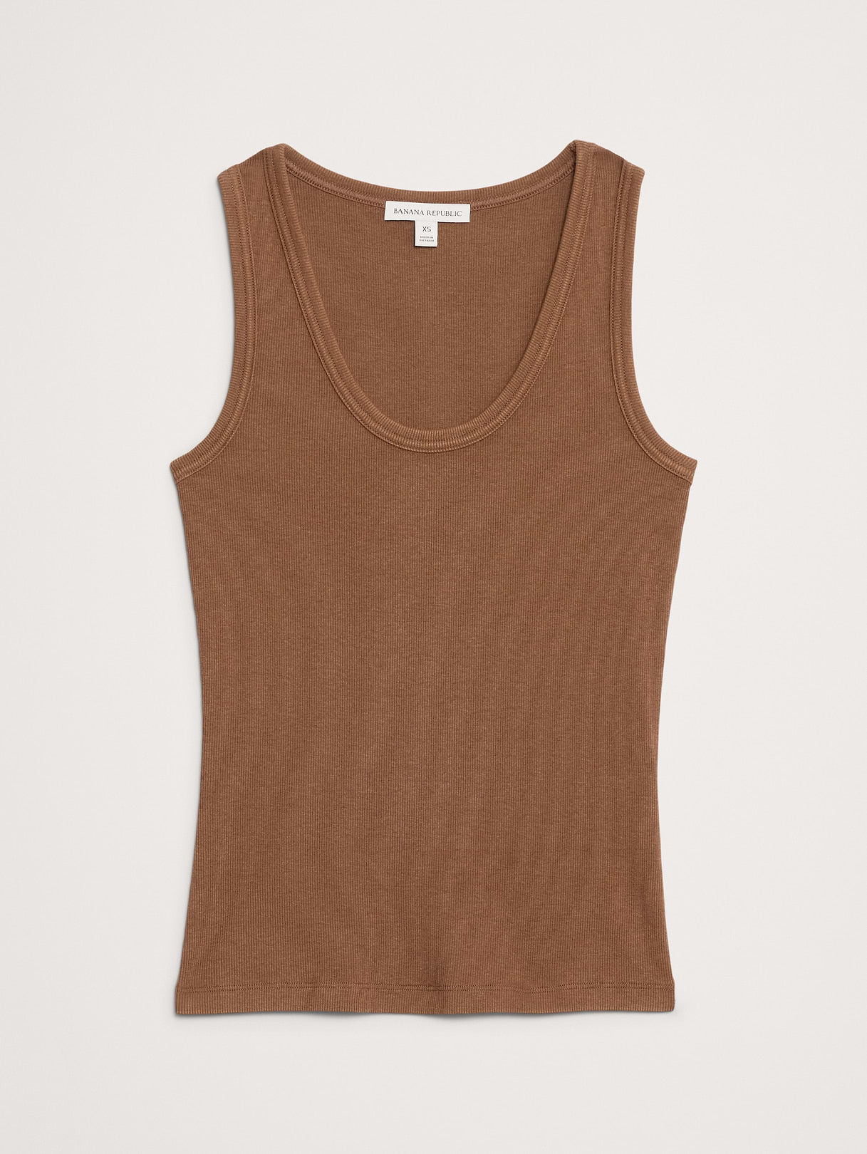 Ribbed Scoop-Neck Tank - Cinnamon Coffee Brown