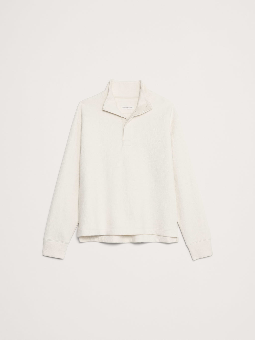 Crinkle Cotton-Wool Mock-Neck Sweatshirt - Cream