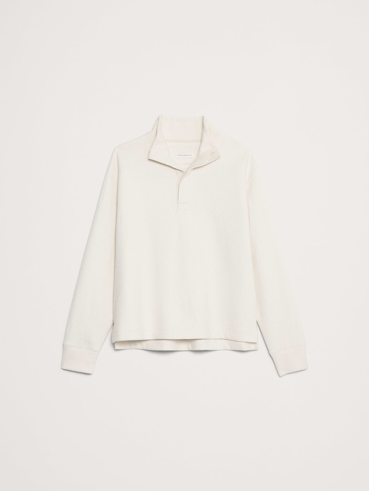 Crinkle Cotton-Wool Mock-Neck Sweatshirt - Cream
