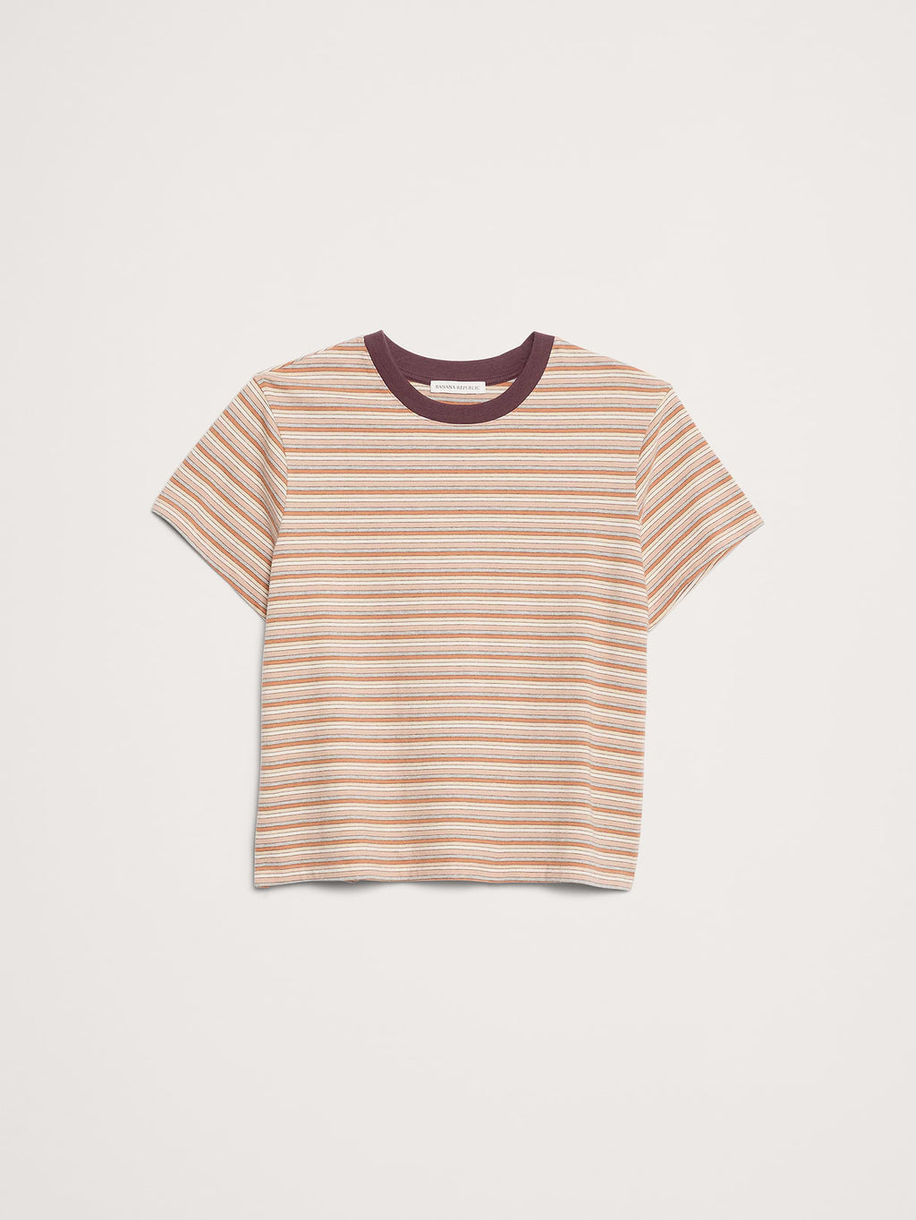 Vintage Cotton Crew-Neck T-Shirt - Orange Mini Stripe