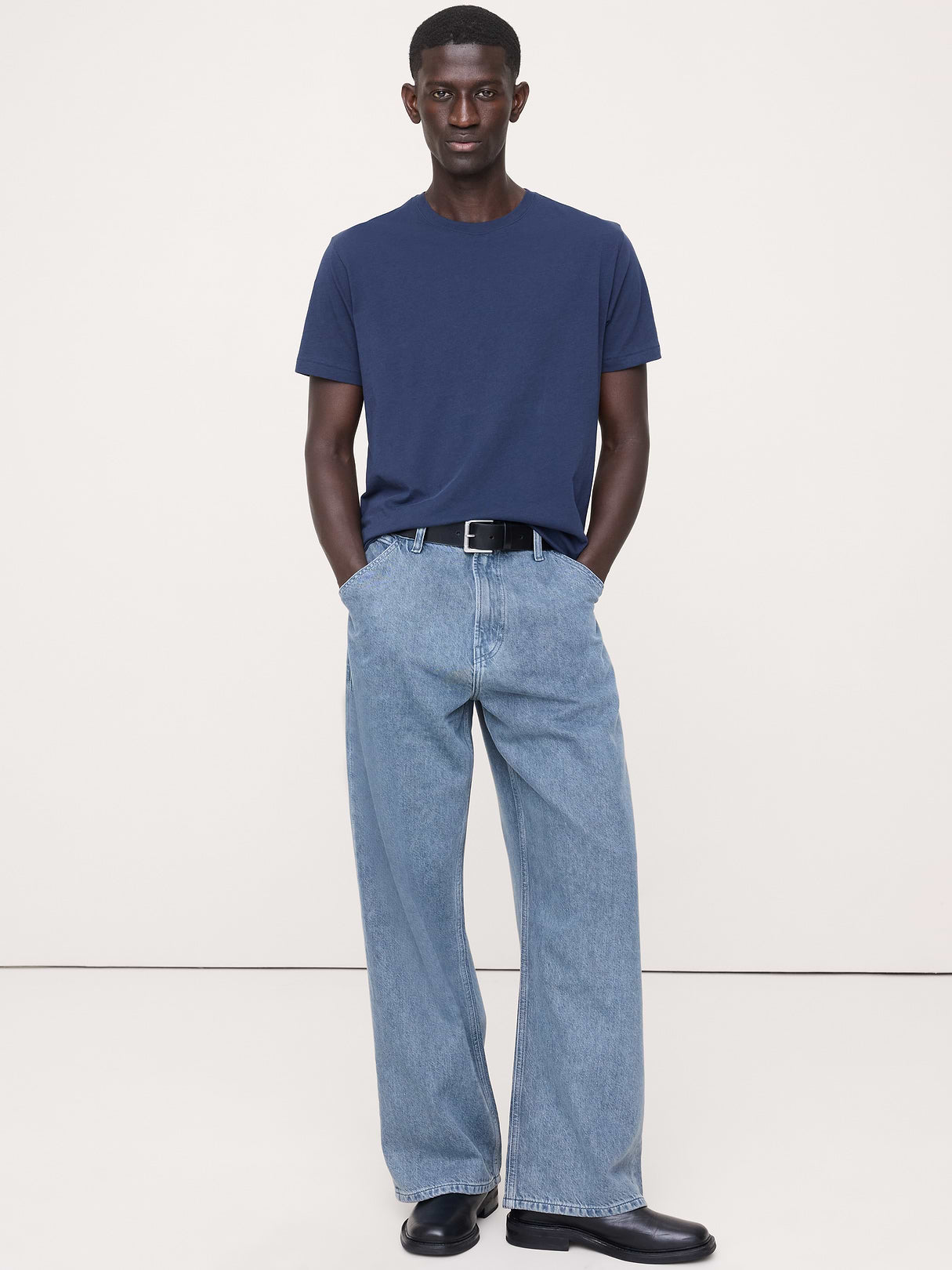 Lightweight Cotton Crew-Neck T-Shirt - Navy Blue