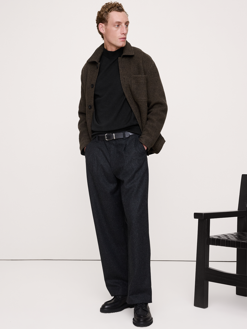 Merino Mock-Neck Sweater - Black