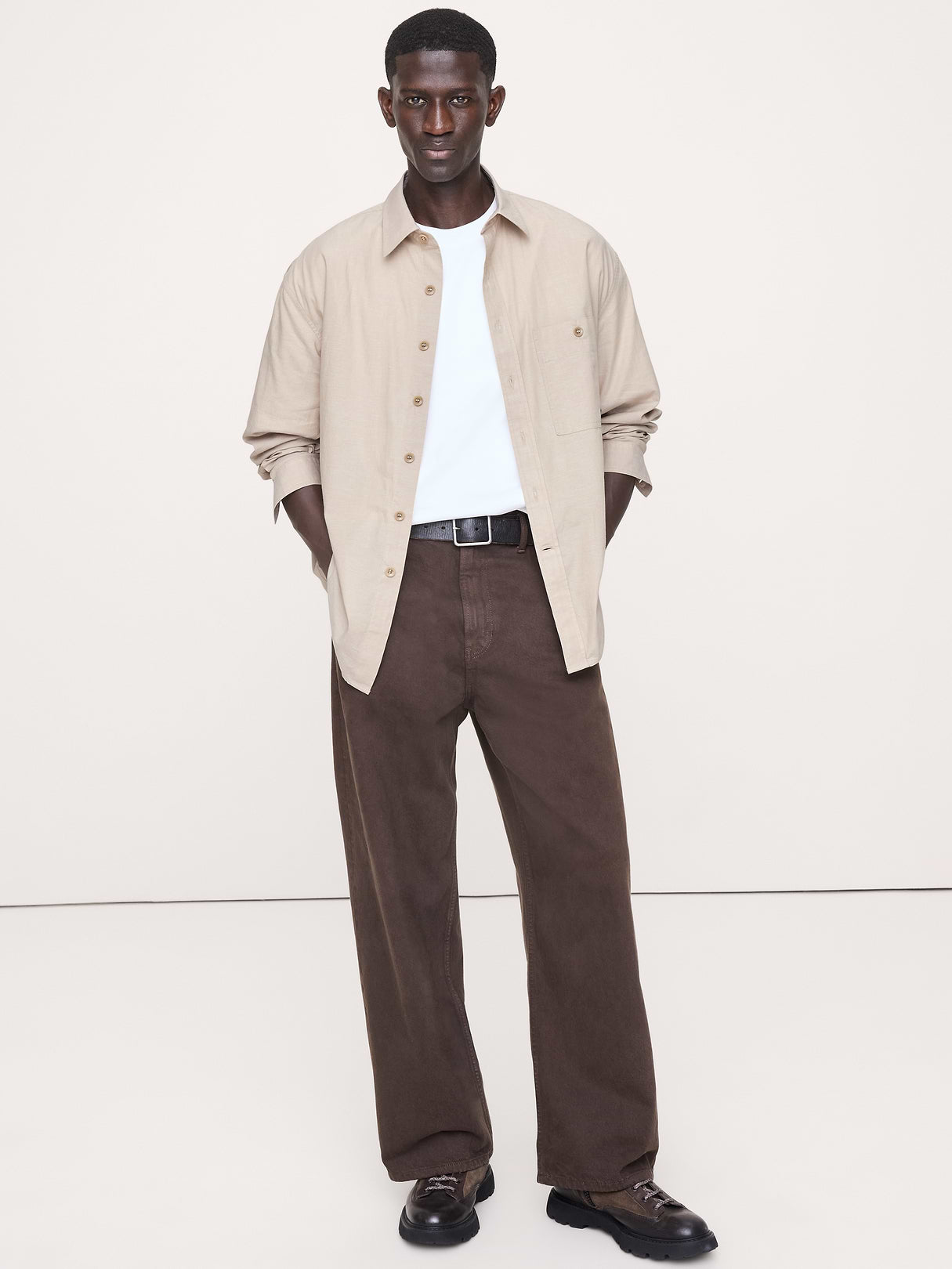 Relaxed-Fit Washed Cotton Poplin Shirt - Khaki Beige