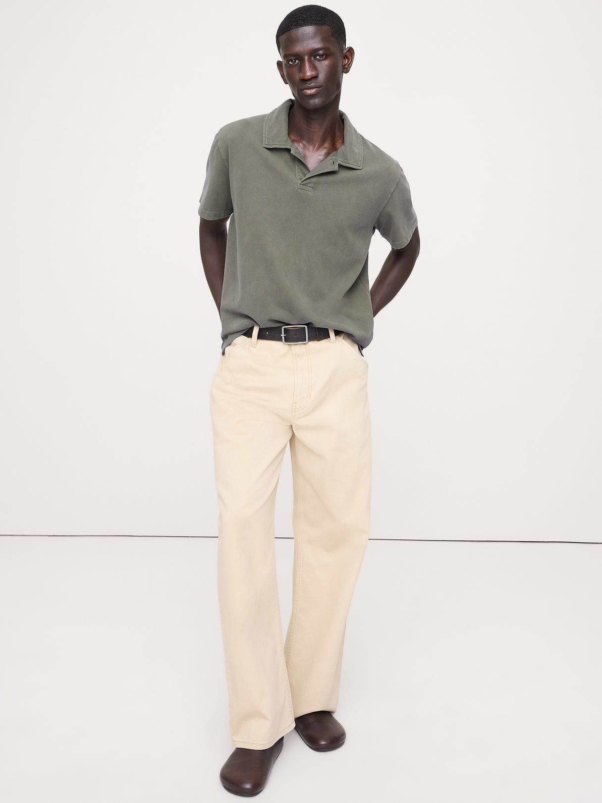 Relaxed Sueded Cotton Polo - Yosemite Green