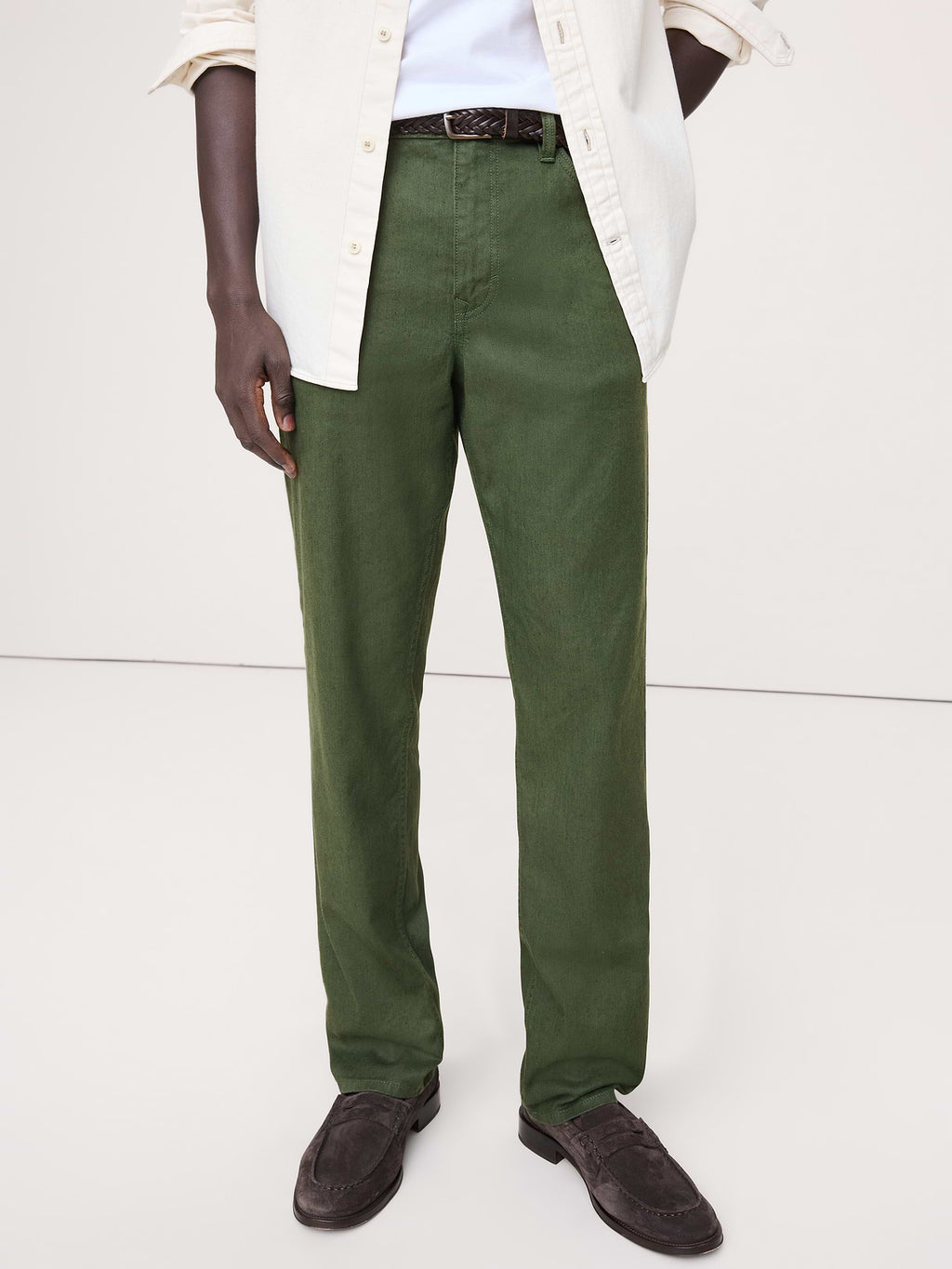 Slim Linen-Cotton Traveler Pant - Leafy Green