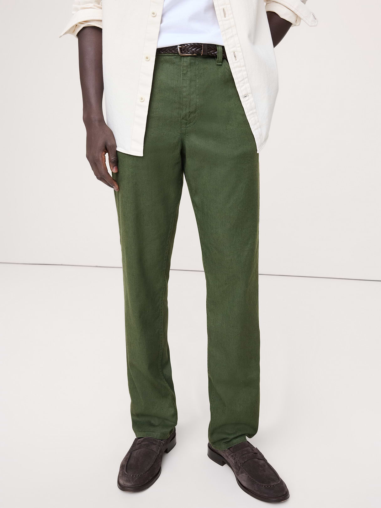 Slim Linen-Cotton Traveler Pant - Leafy Green