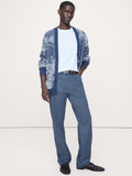 Straight Linen-Cotton Traveler Pant - Blue Grey