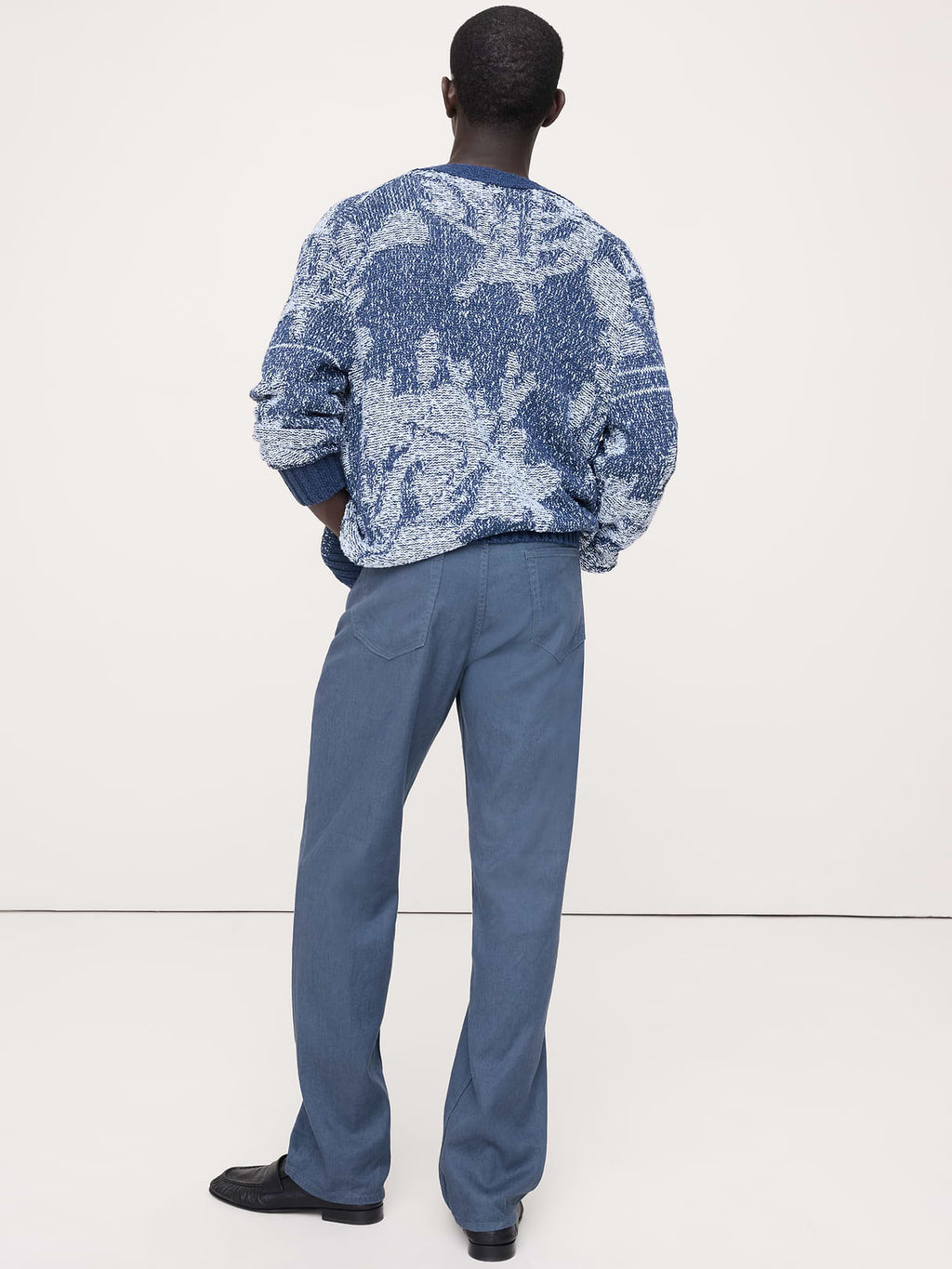 Straight Linen-Cotton Traveler Pant - Blue Grey