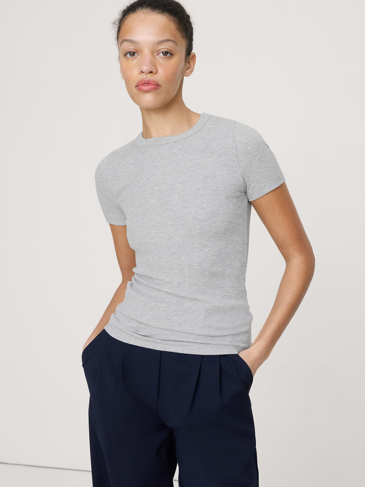 Ribbed Baby T-Shirt - Light Heather Gray
