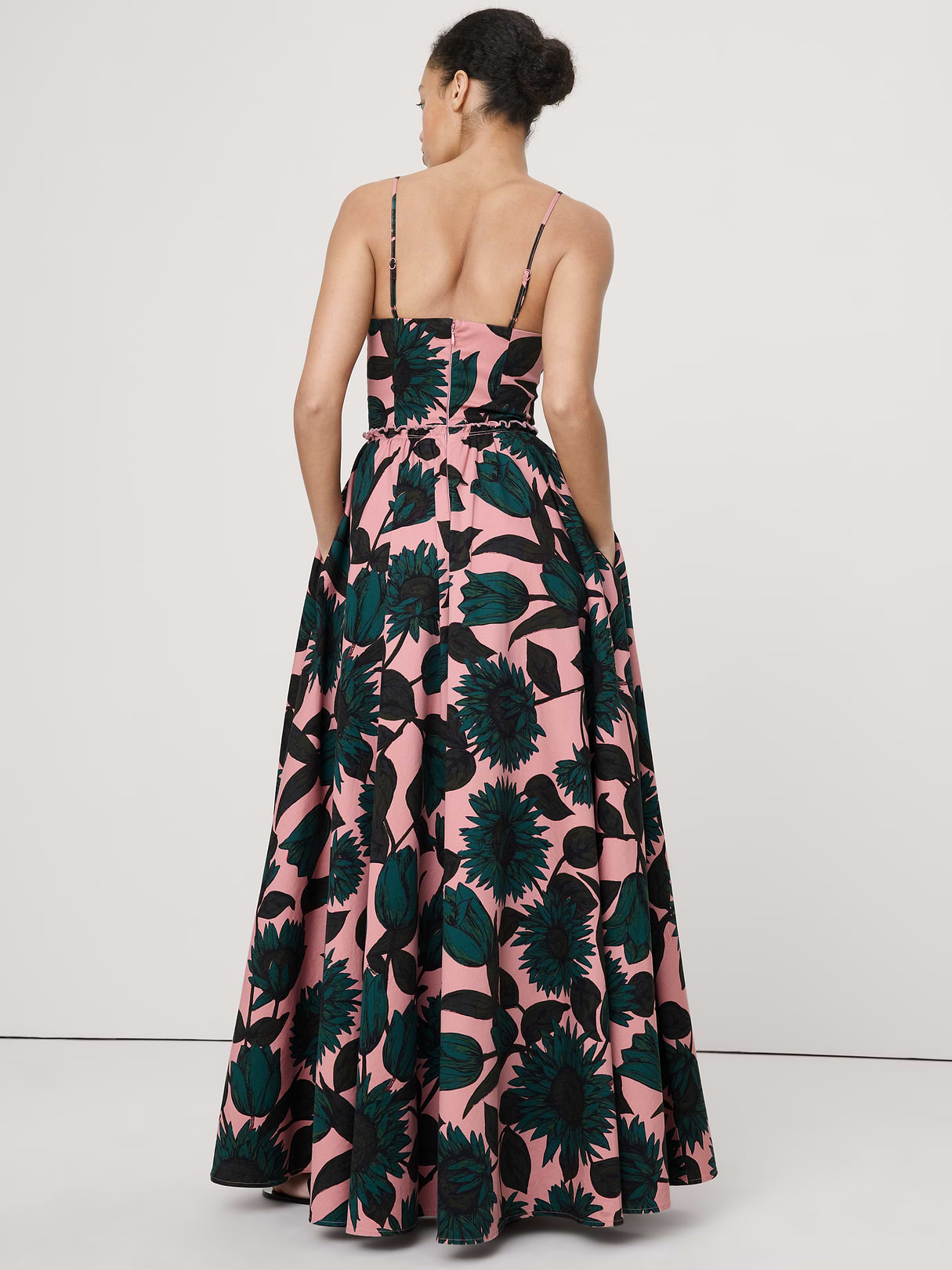 Soft Cotton Corset Maxi Dress - Pink Floral