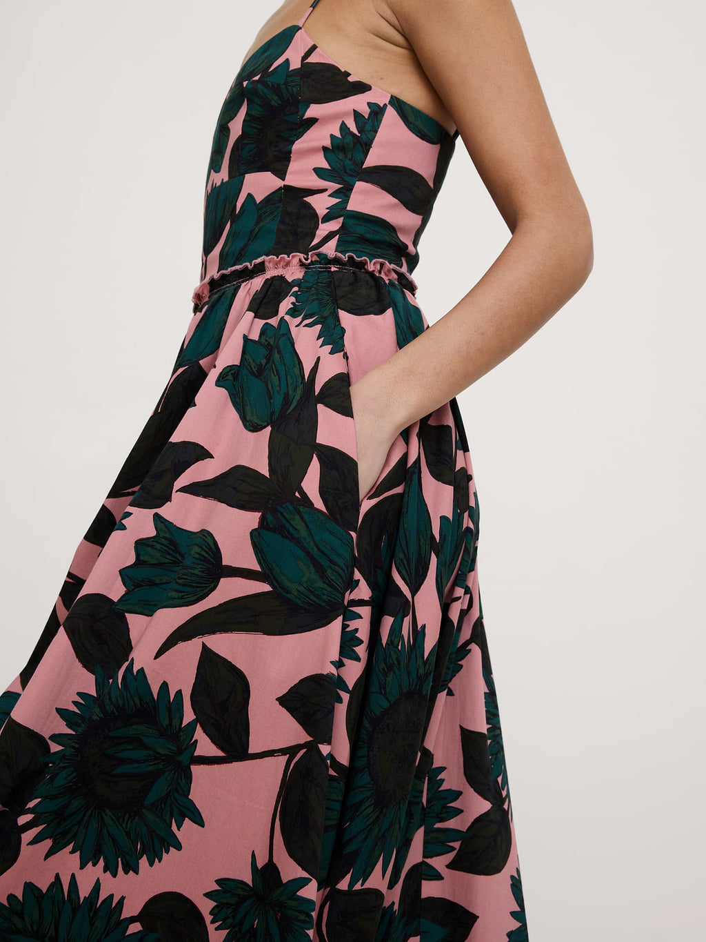 Soft Cotton Corset Maxi Dress - Pink Floral